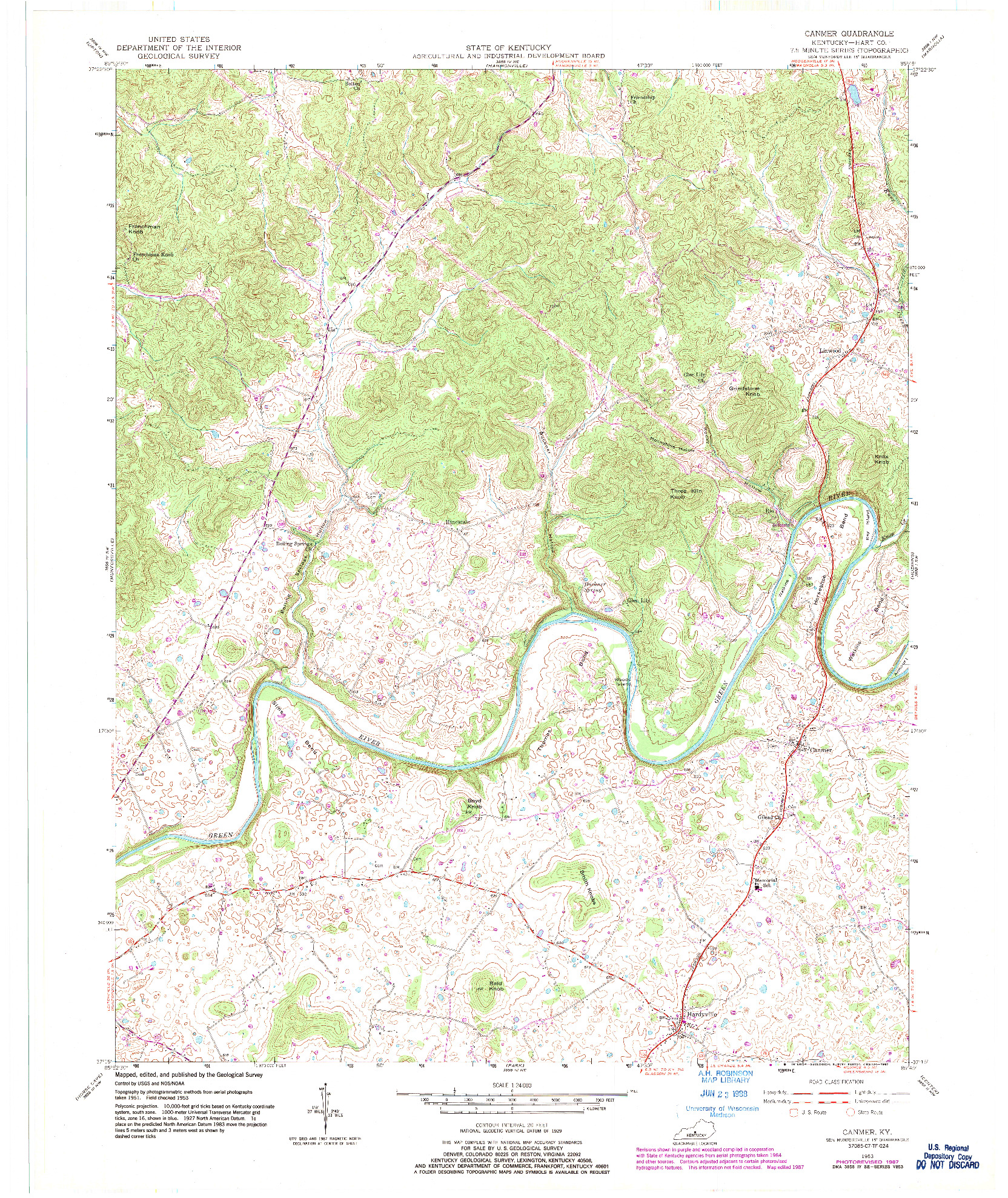 USGS 1:24000-SCALE QUADRANGLE FOR CANMER, KY 1953