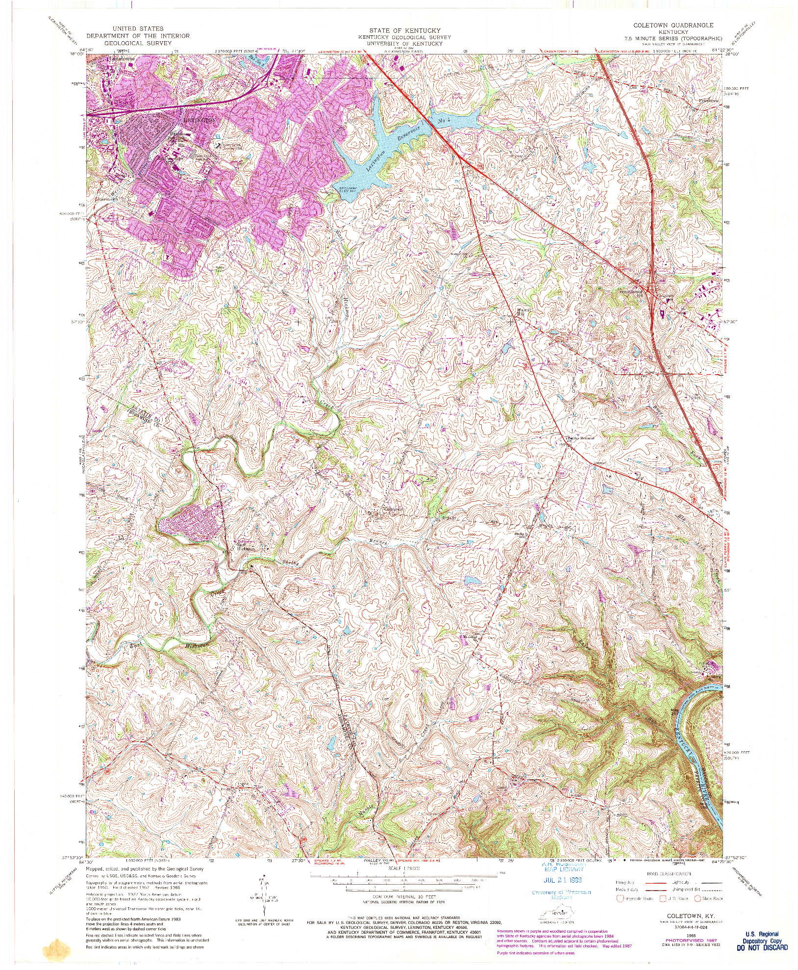 USGS 1:24000-SCALE QUADRANGLE FOR COLETOWN, KY 1965