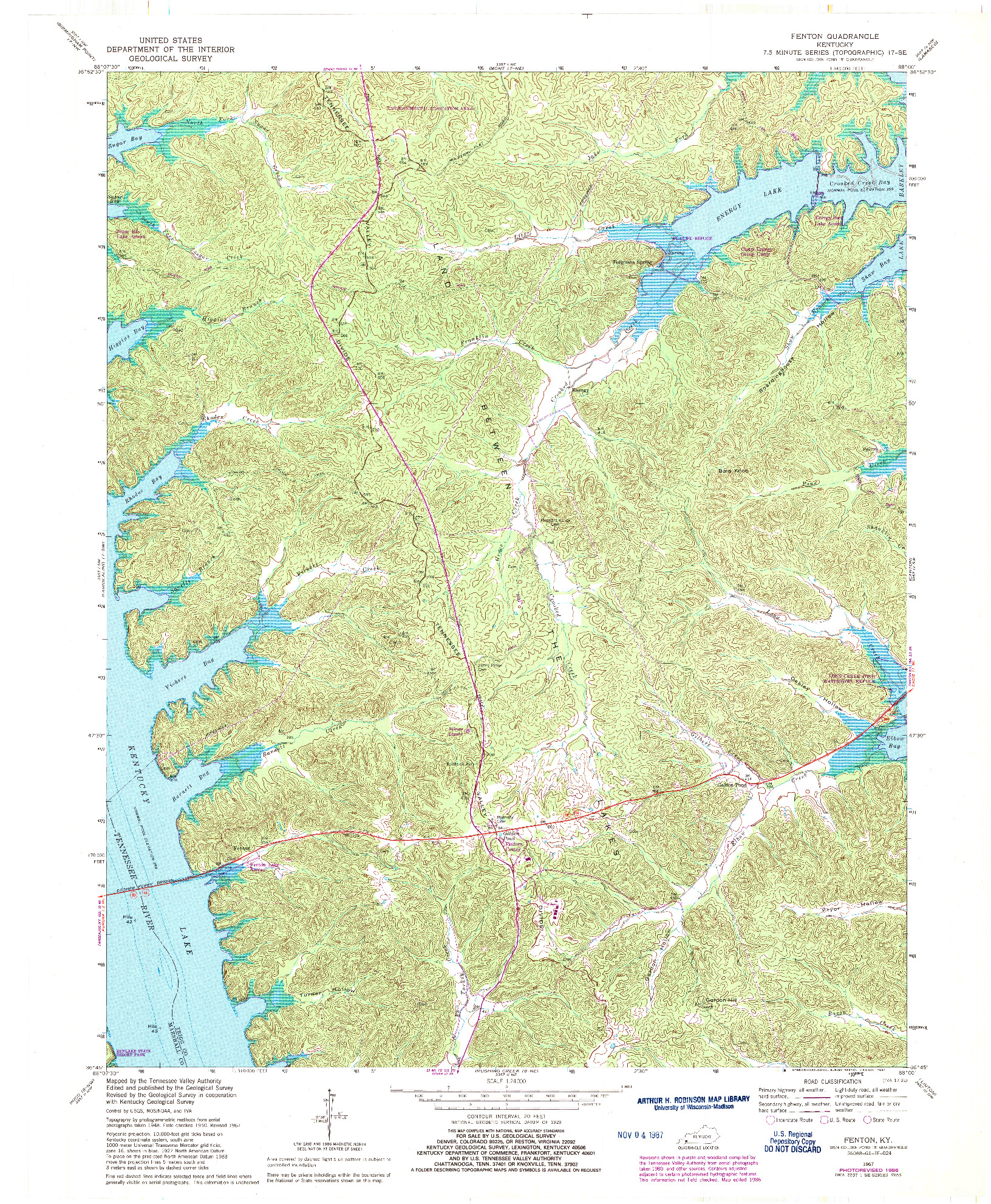 USGS 1:24000-SCALE QUADRANGLE FOR FENTON, KY 1967