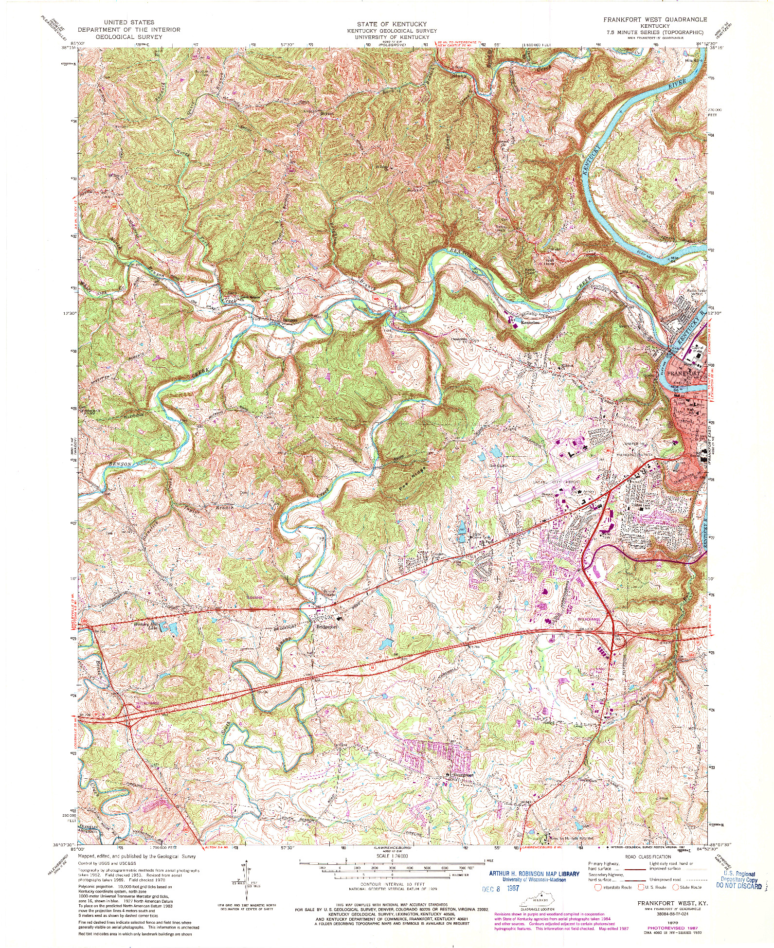 USGS 1:24000-SCALE QUADRANGLE FOR FRANKFORT WEST, KY 1970