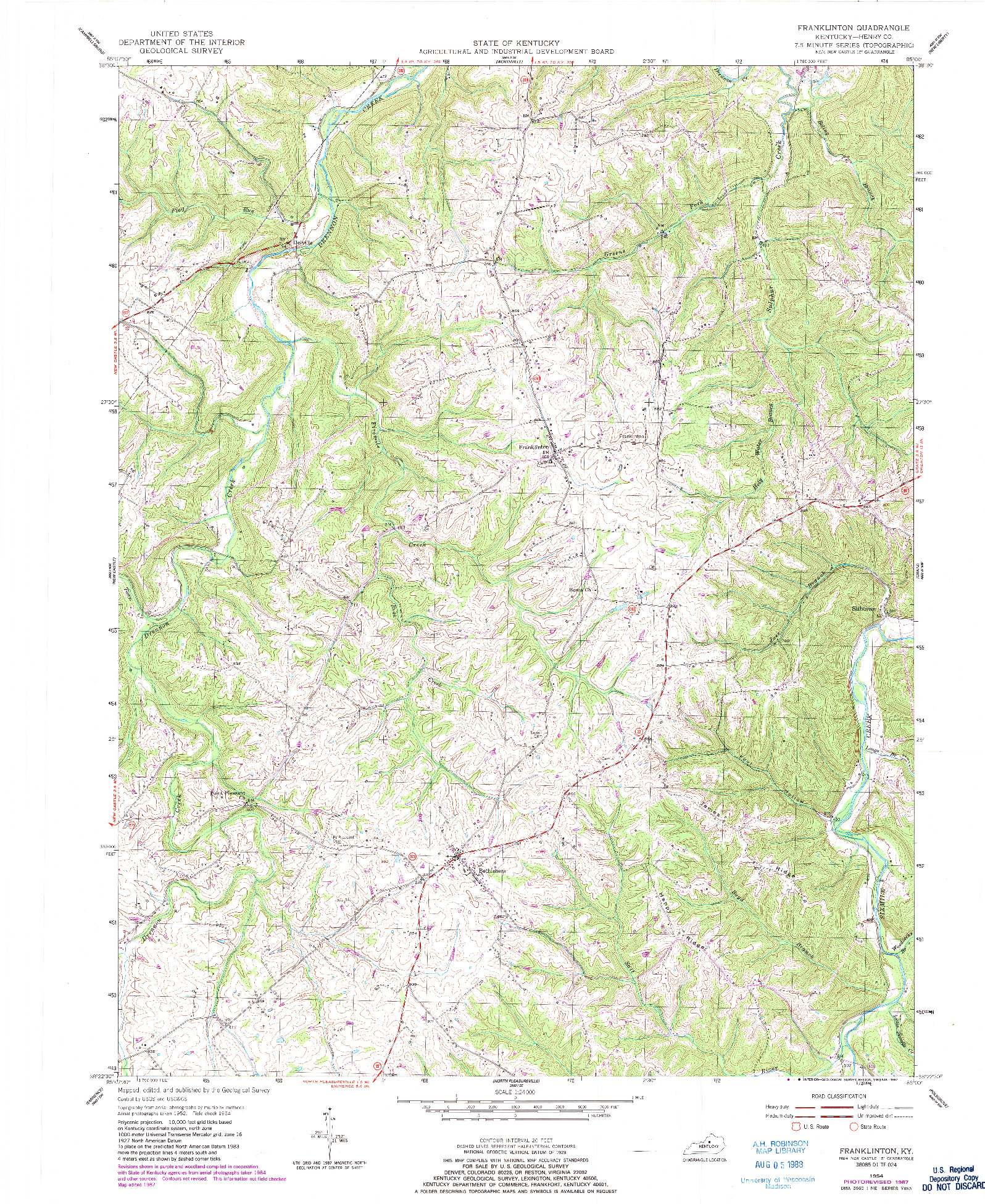 USGS 1:24000-SCALE QUADRANGLE FOR FRANKLINTON, KY 1954