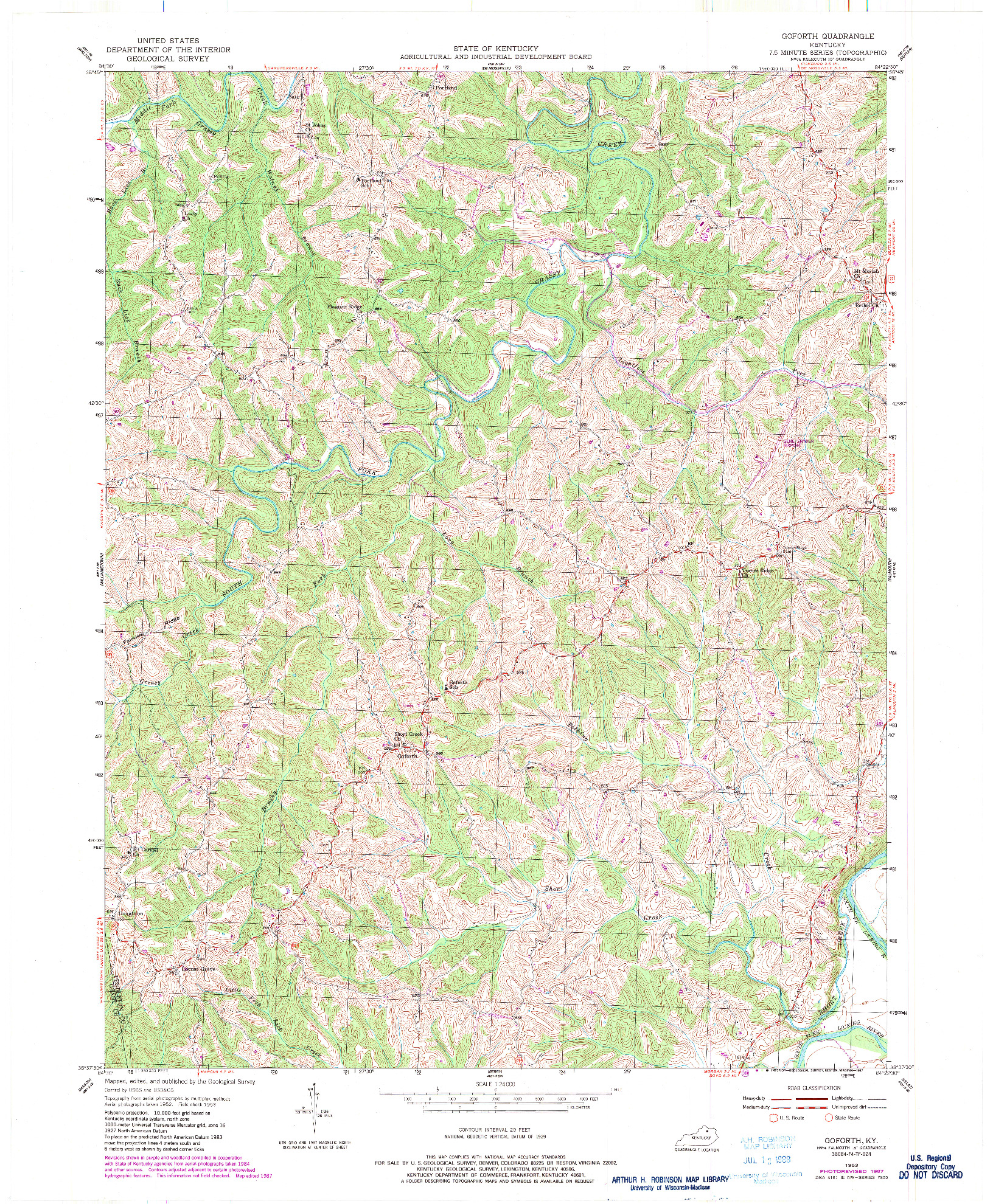 USGS 1:24000-SCALE QUADRANGLE FOR GOFORTH, KY 1953