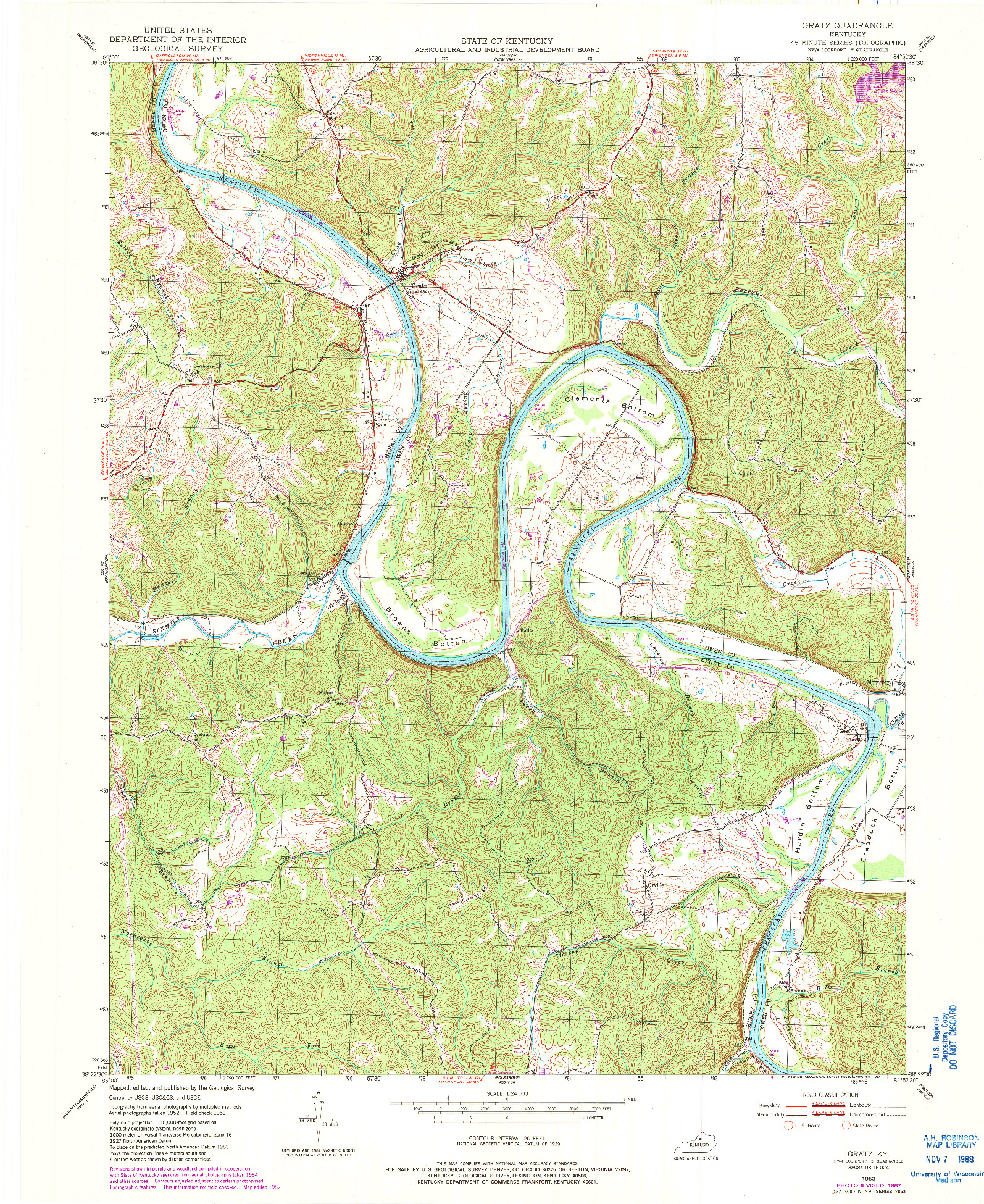 USGS 1:24000-SCALE QUADRANGLE FOR GRATZ, KY 1953