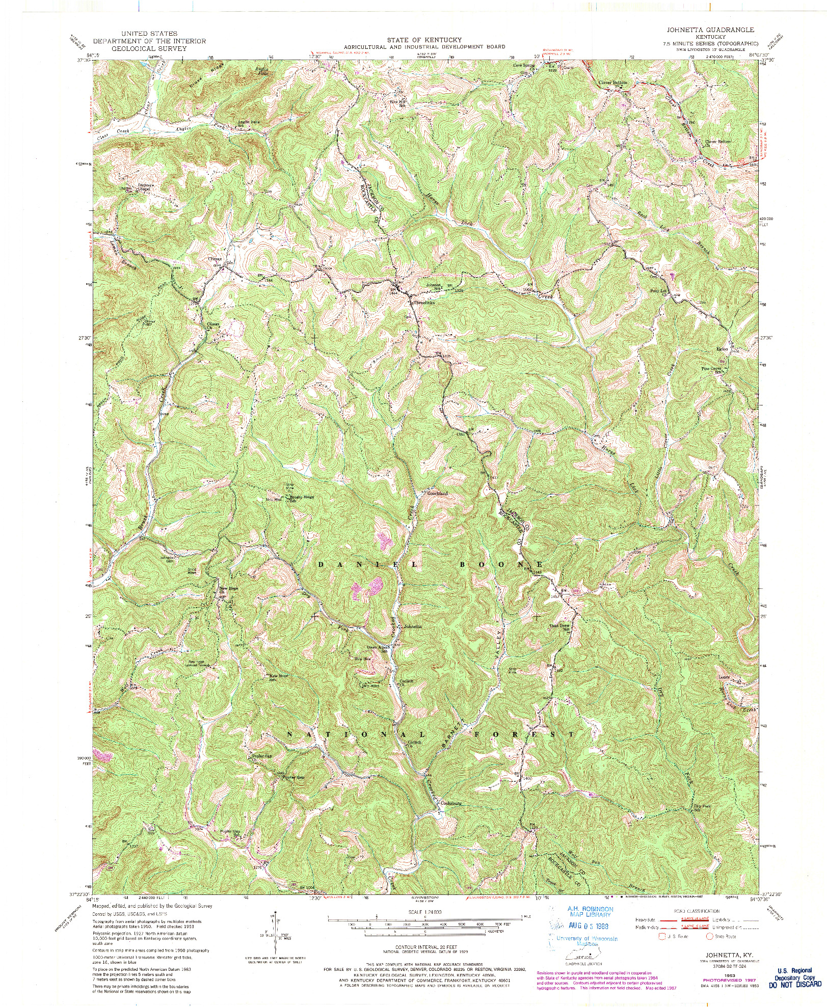 USGS 1:24000-SCALE QUADRANGLE FOR JOHNETTA, KY 1953