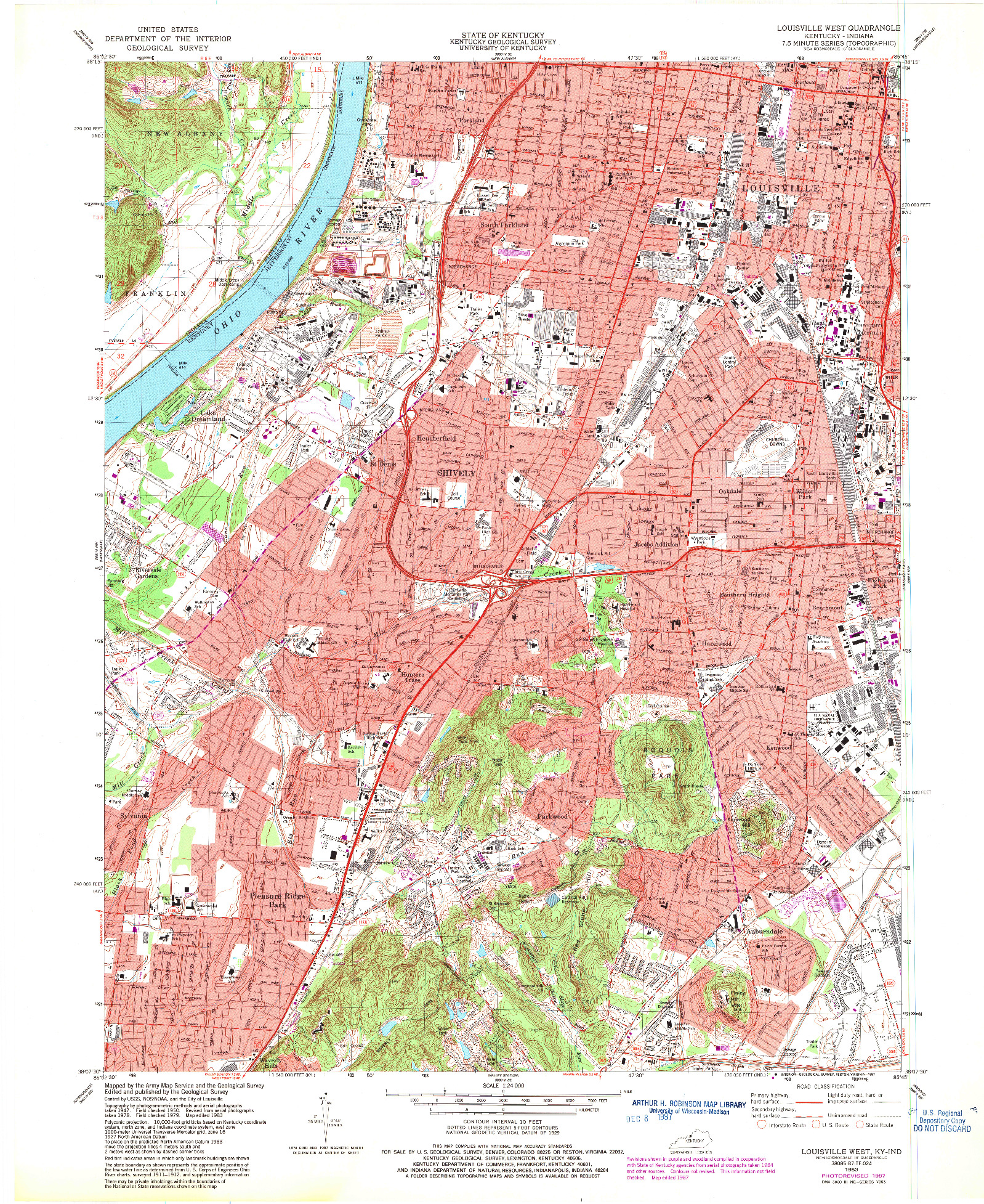 USGS 1:24000-SCALE QUADRANGLE FOR LOUISVILLE WEST, KY 1983