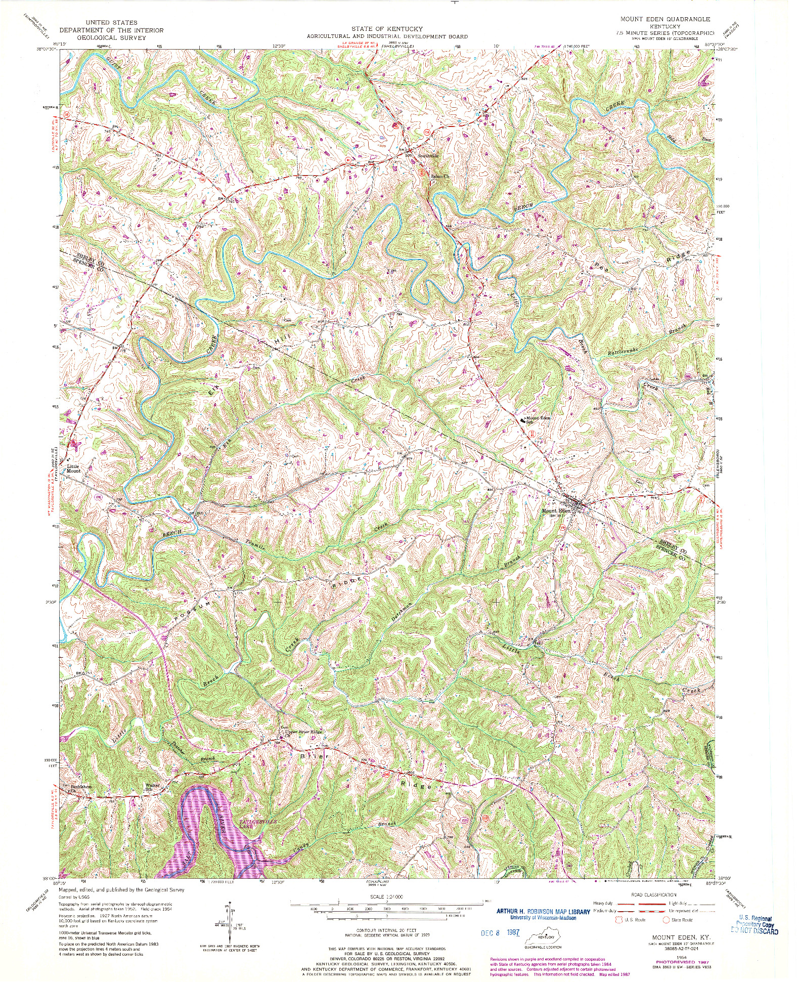 USGS 1:24000-SCALE QUADRANGLE FOR MOUNT EDEN, KY 1954