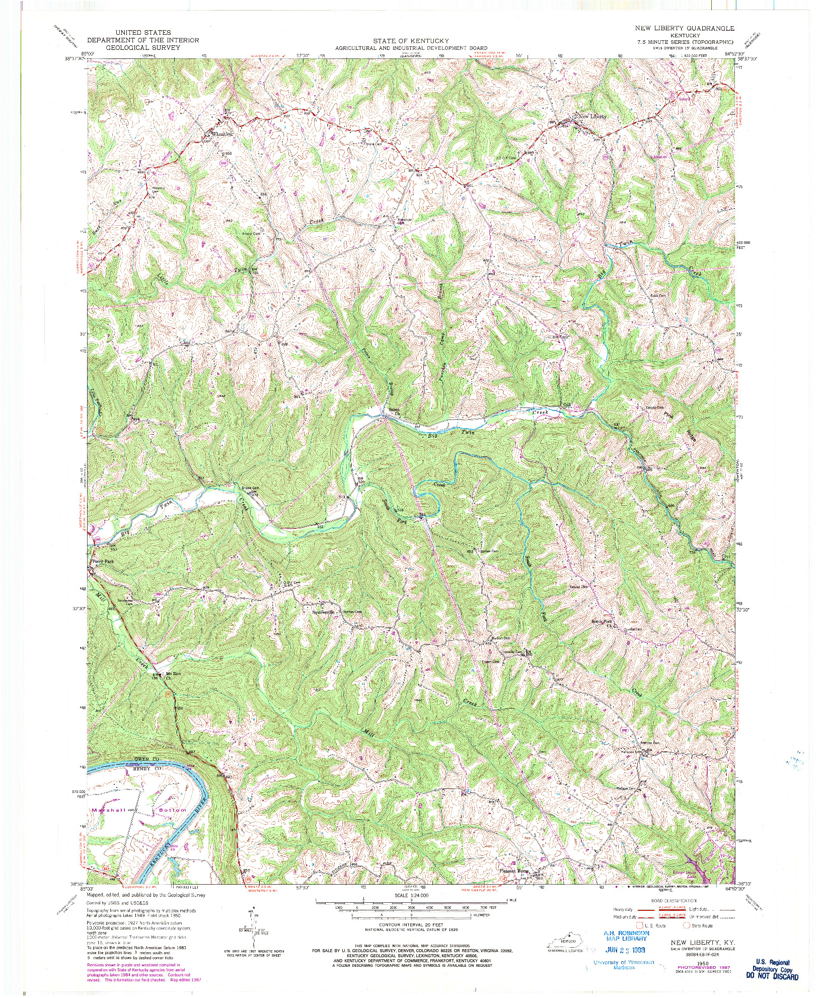 USGS 1:24000-SCALE QUADRANGLE FOR NEW LIBERTY, KY 1950