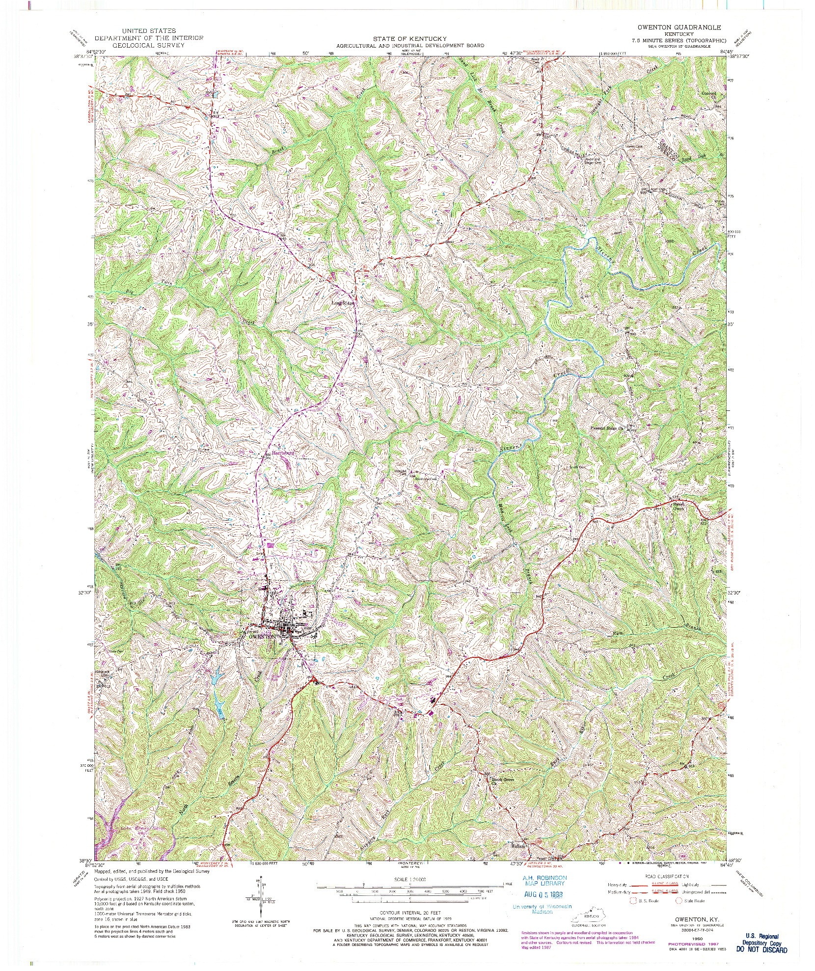 USGS 1:24000-SCALE QUADRANGLE FOR OWENTON, KY 1950