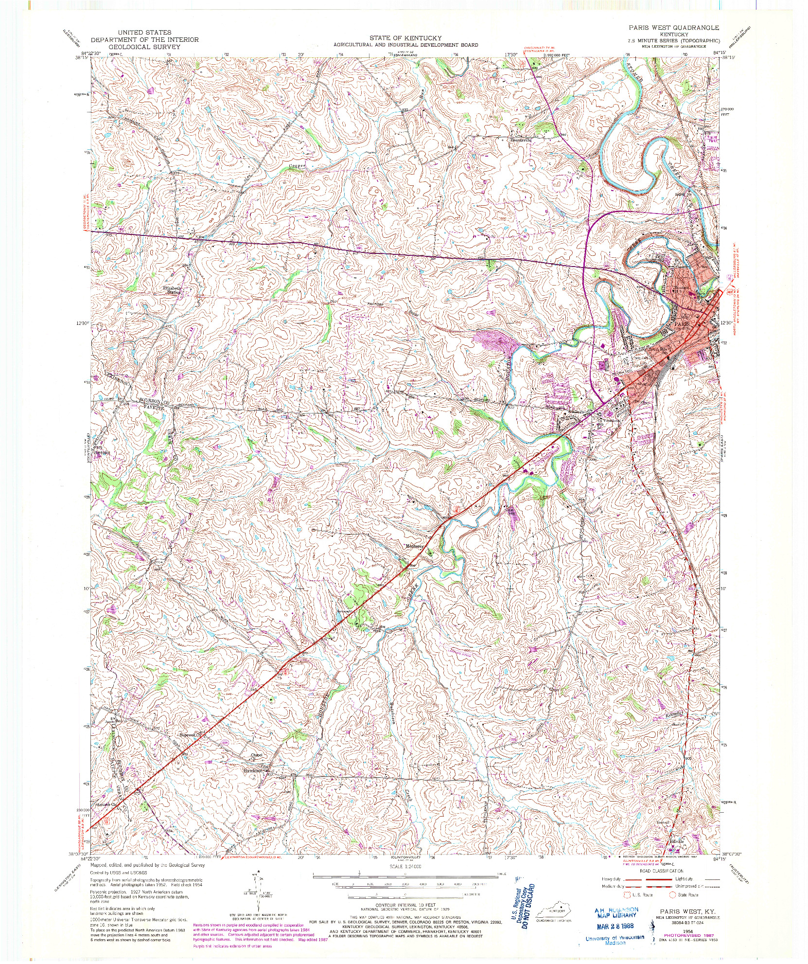 USGS 1:24000-SCALE QUADRANGLE FOR PARIS WEST, KY 1954