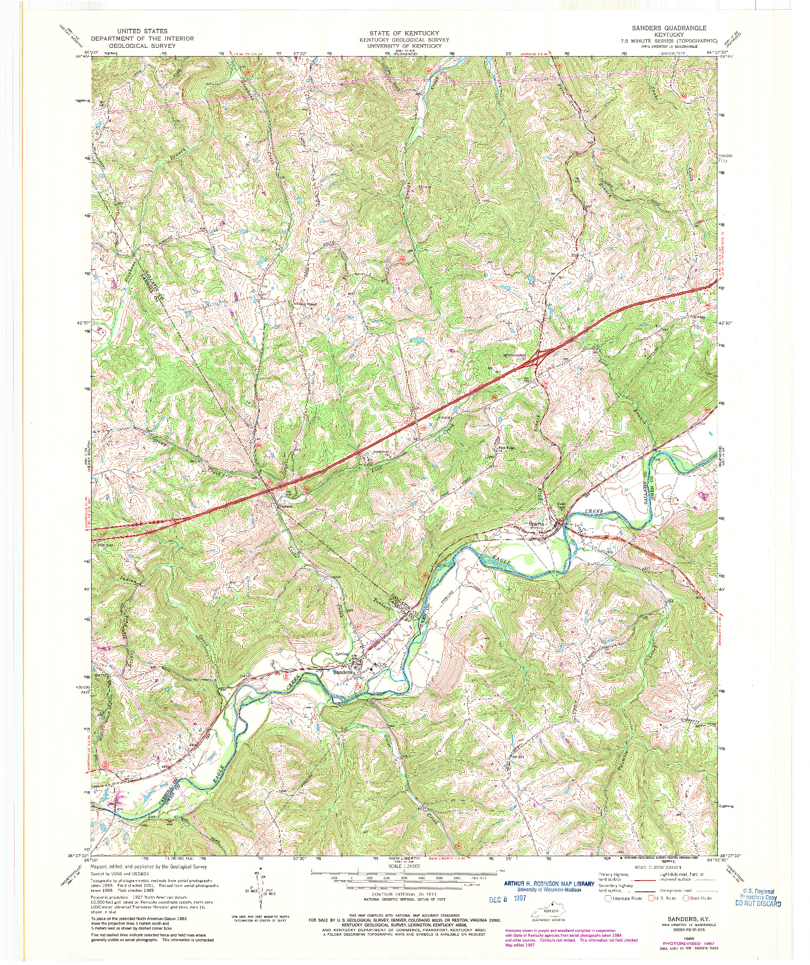 USGS 1:24000-SCALE QUADRANGLE FOR SANDERS, KY 1969