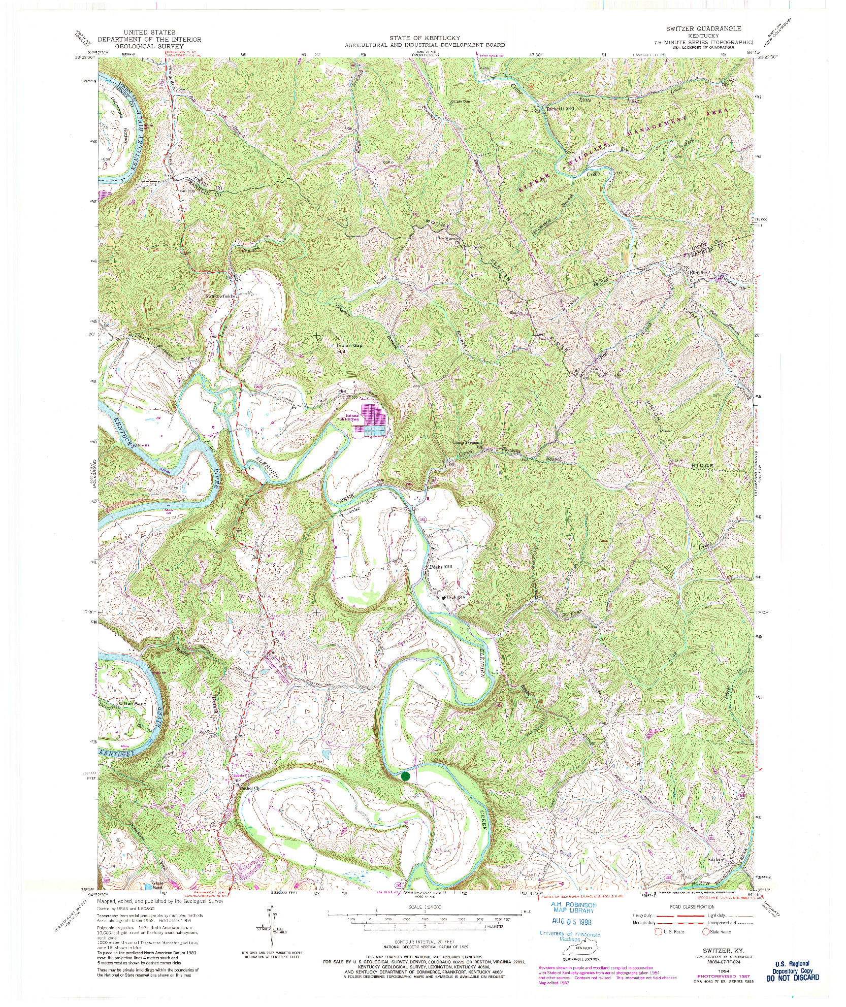 USGS 1:24000-SCALE QUADRANGLE FOR SWITZER, KY 1954