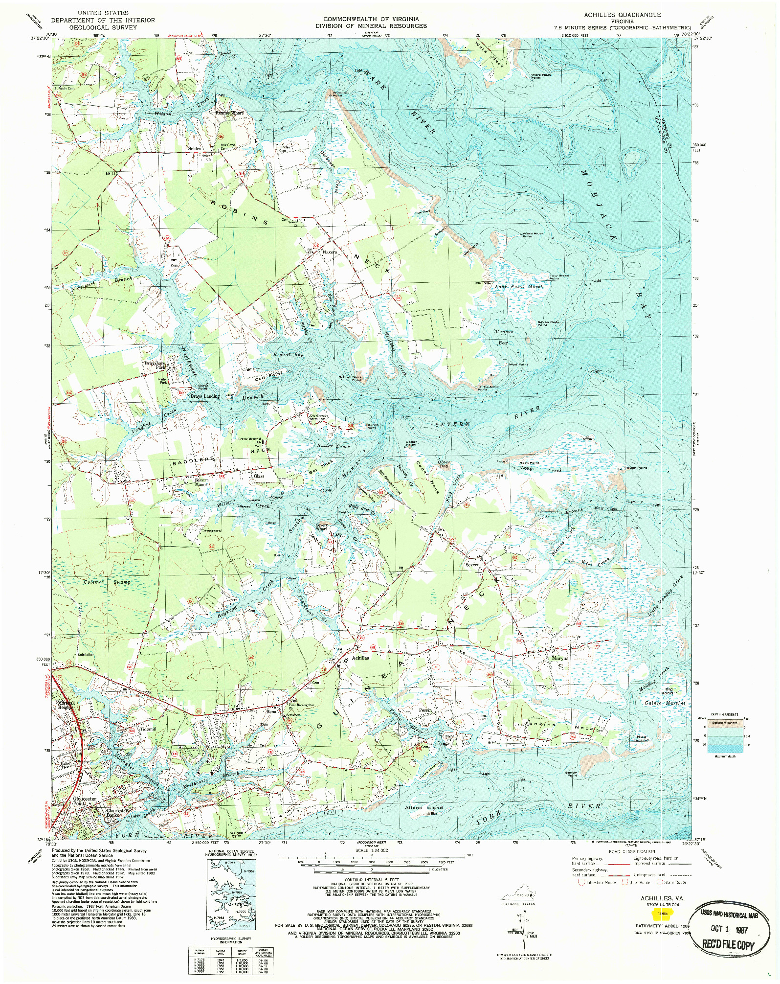 USGS 1:24000-SCALE QUADRANGLE FOR ACHILLES, VA 1965