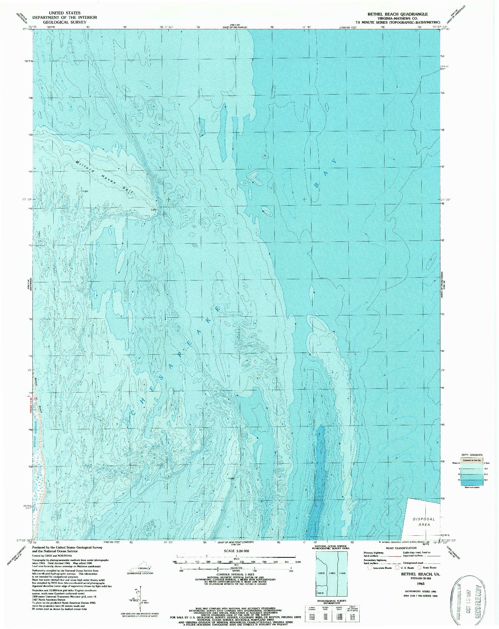 USGS 1:24000-SCALE QUADRANGLE FOR BETHEL BEACH, VA 1965