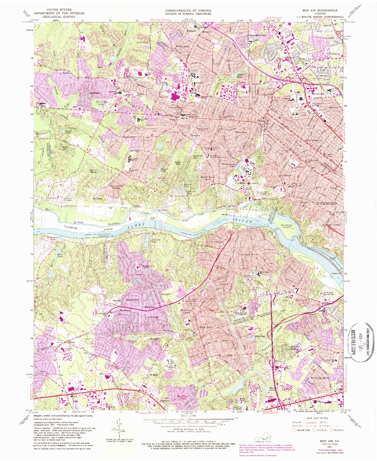 USGS 1:24000-SCALE QUADRANGLE FOR BON AIR, VA 1964