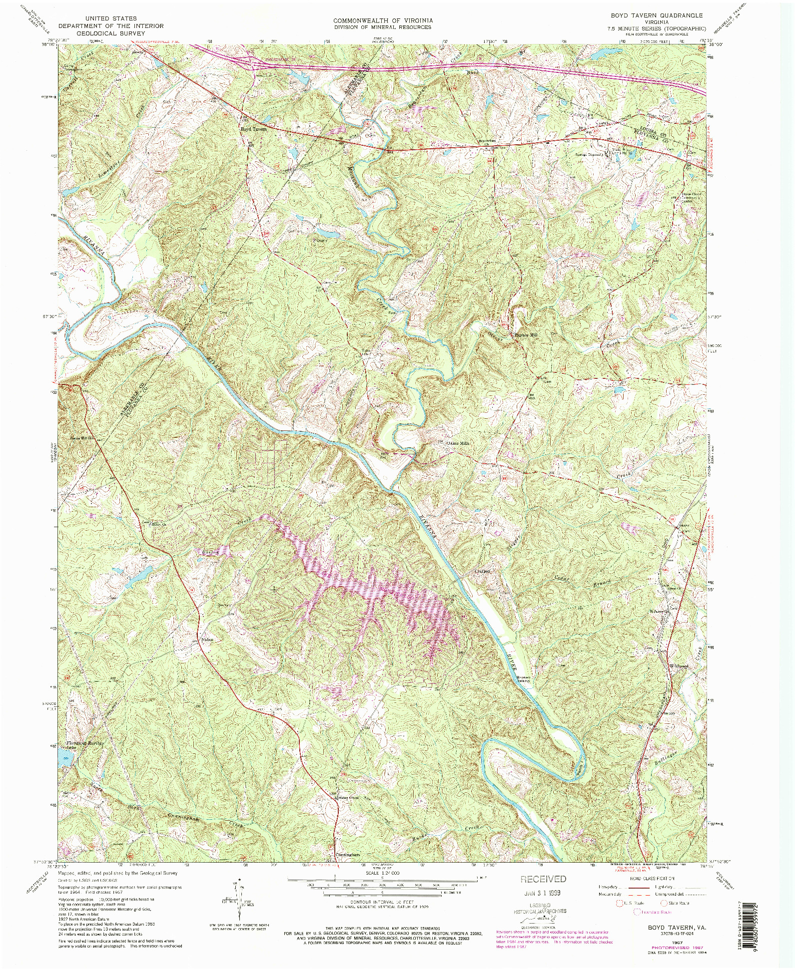 USGS 1:24000-SCALE QUADRANGLE FOR BOYD TAVERN, VA 1967