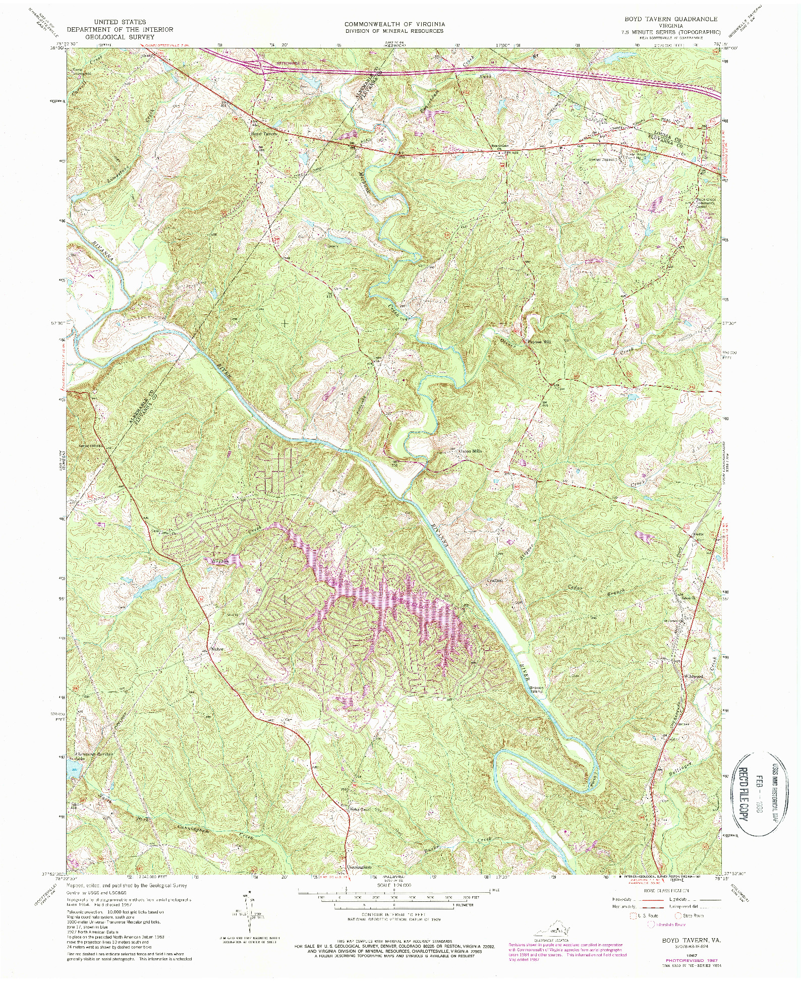 USGS 1:24000-SCALE QUADRANGLE FOR BOYD TAVERN, VA 1967