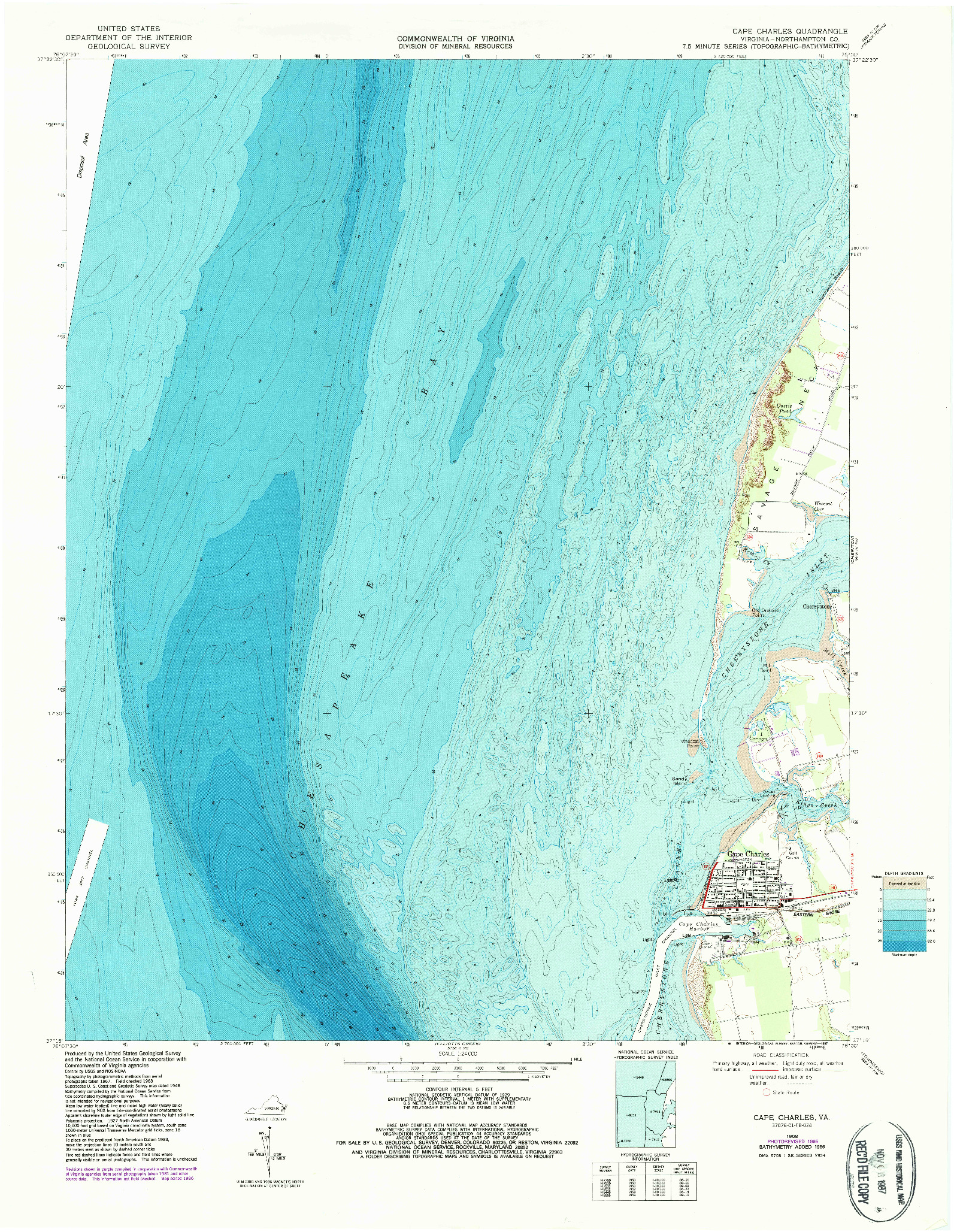 USGS 1:24000-SCALE QUADRANGLE FOR CAPE CHARLES, VA 1968