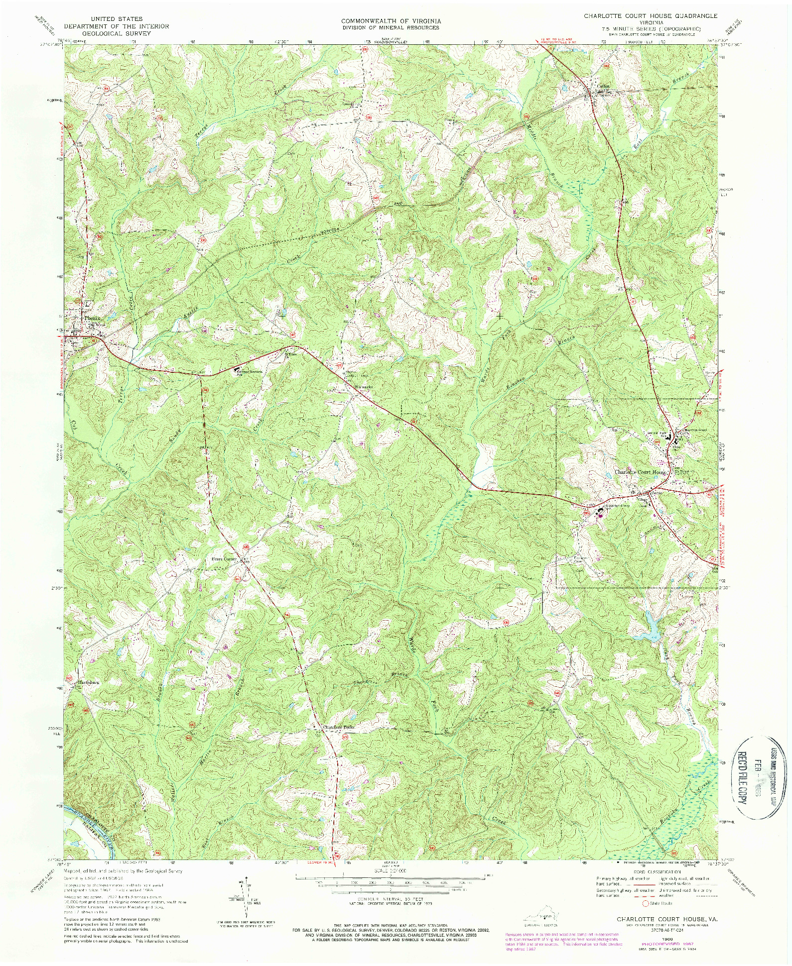 USGS 1:24000-SCALE QUADRANGLE FOR CHARLOTTE COURT HOUSE, VA 1968