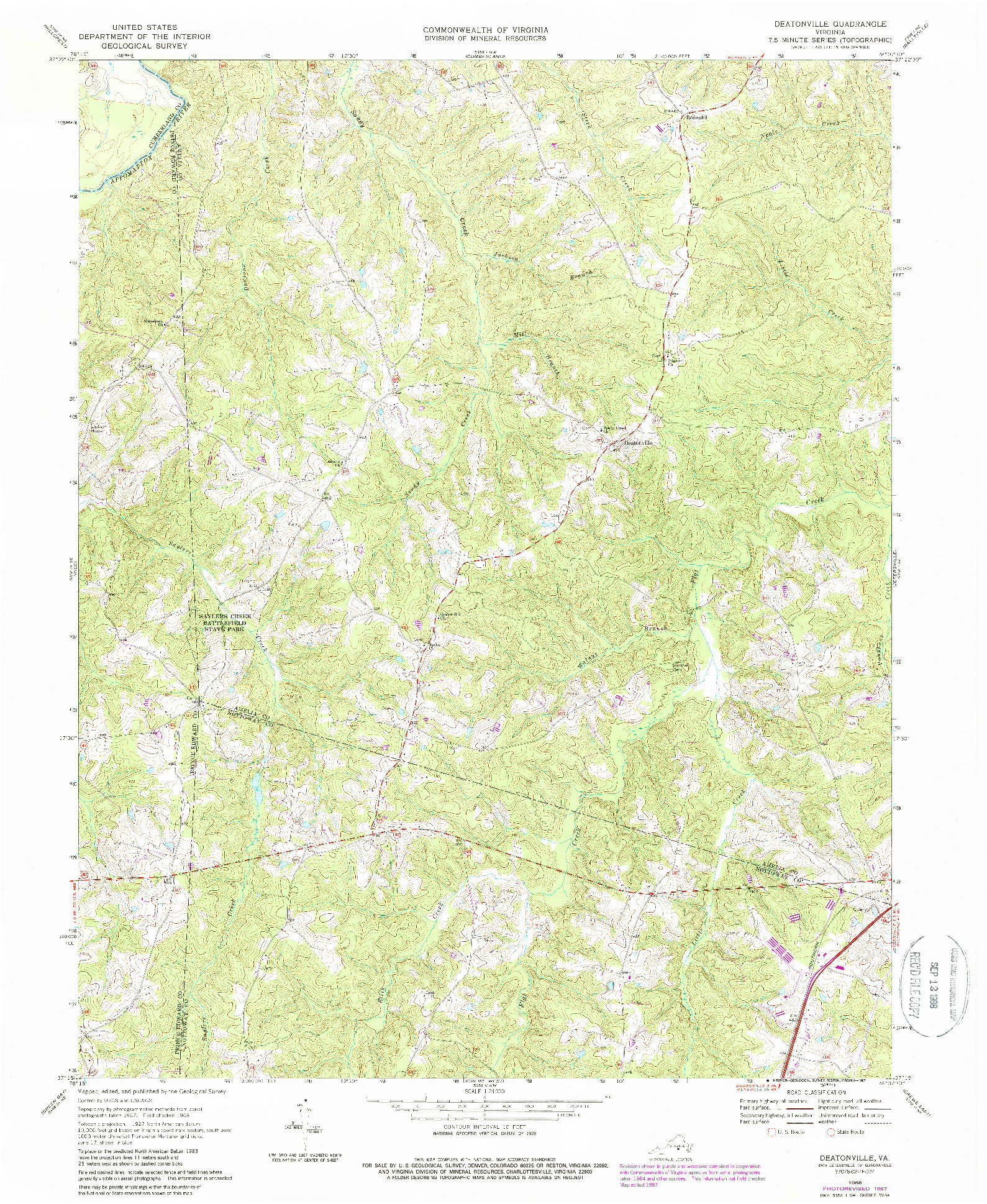 USGS 1:24000-SCALE QUADRANGLE FOR DEATONVILLE, VA 1968