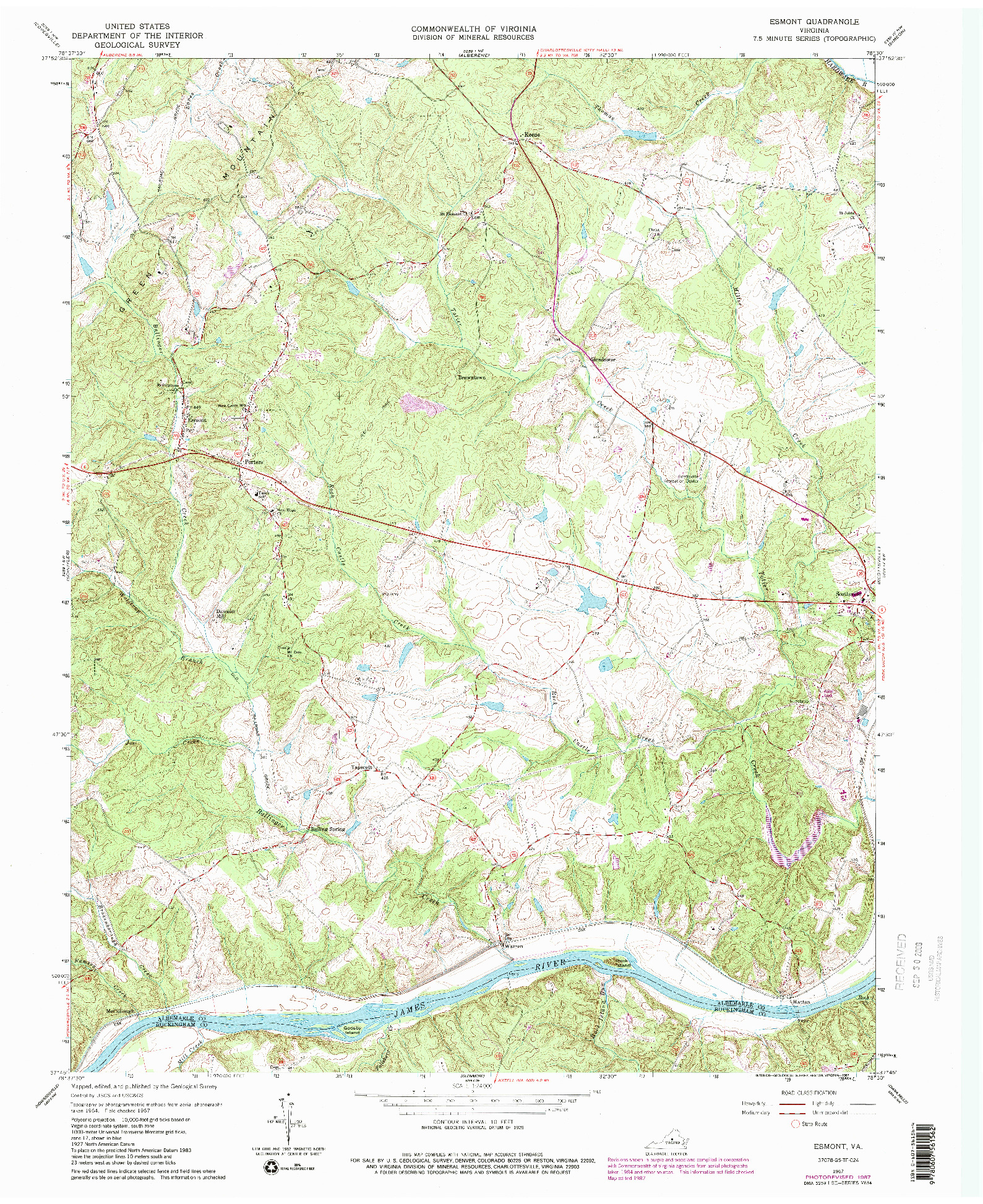 USGS 1:24000-SCALE QUADRANGLE FOR ESMONT, VA 1967