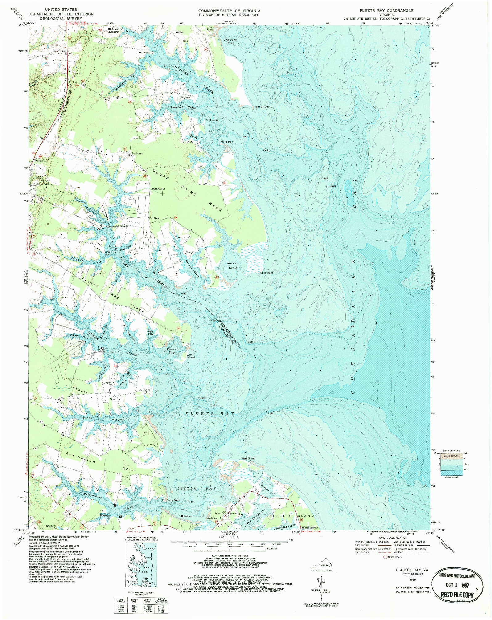 USGS 1:24000-SCALE QUADRANGLE FOR FLEETS BAY, VA 1968