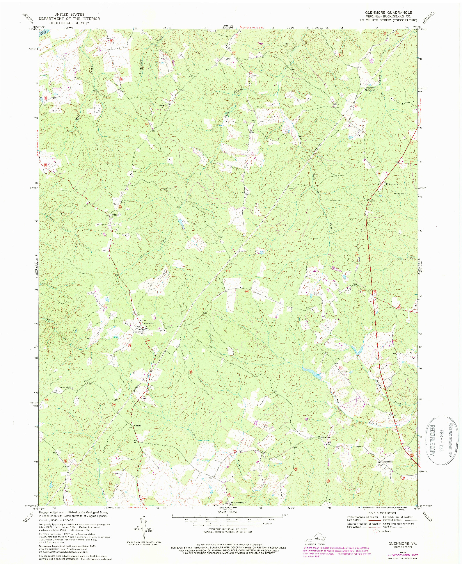 USGS 1:24000-SCALE QUADRANGLE FOR GLENMORE, VA 1968