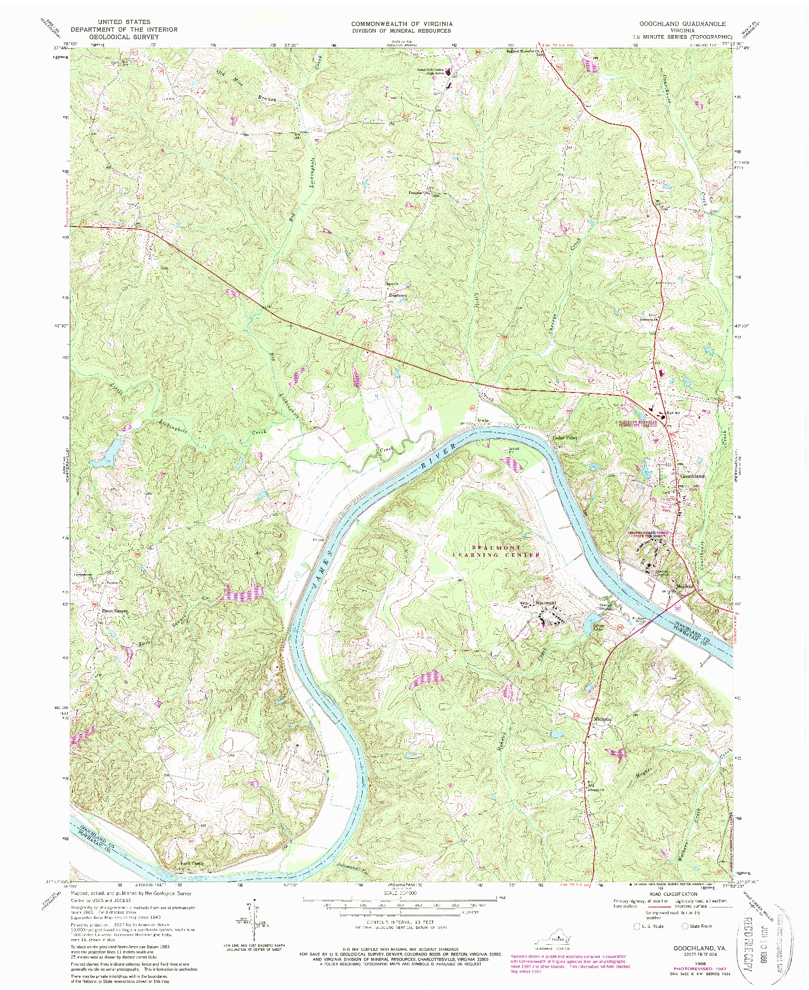 USGS 1:24000-SCALE QUADRANGLE FOR GOOCHLAND, VA 1968