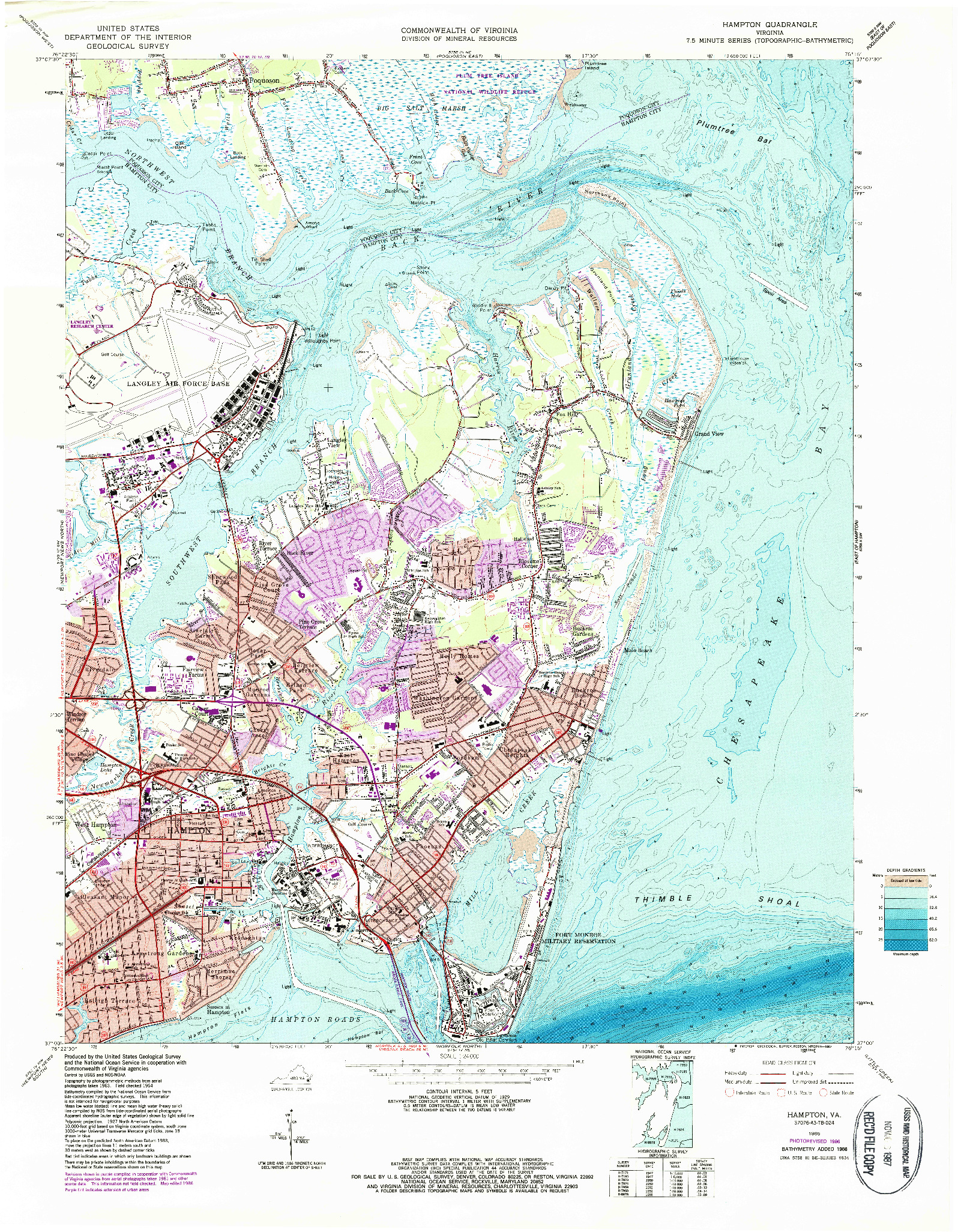 USGS 1:24000-SCALE QUADRANGLE FOR HAMPTON, VA 1965