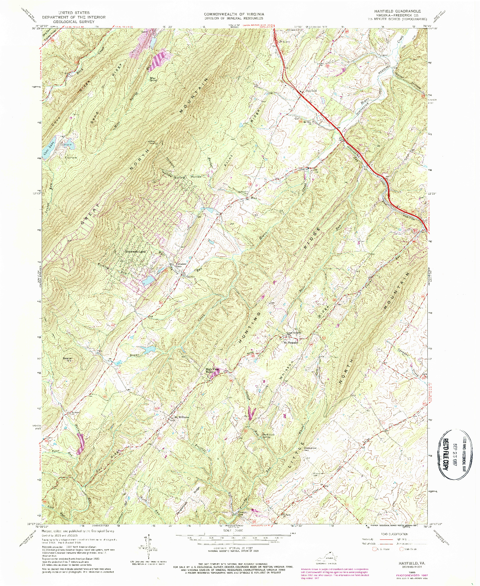 USGS 1:24000-SCALE QUADRANGLE FOR HAYFIELD, VA 1965