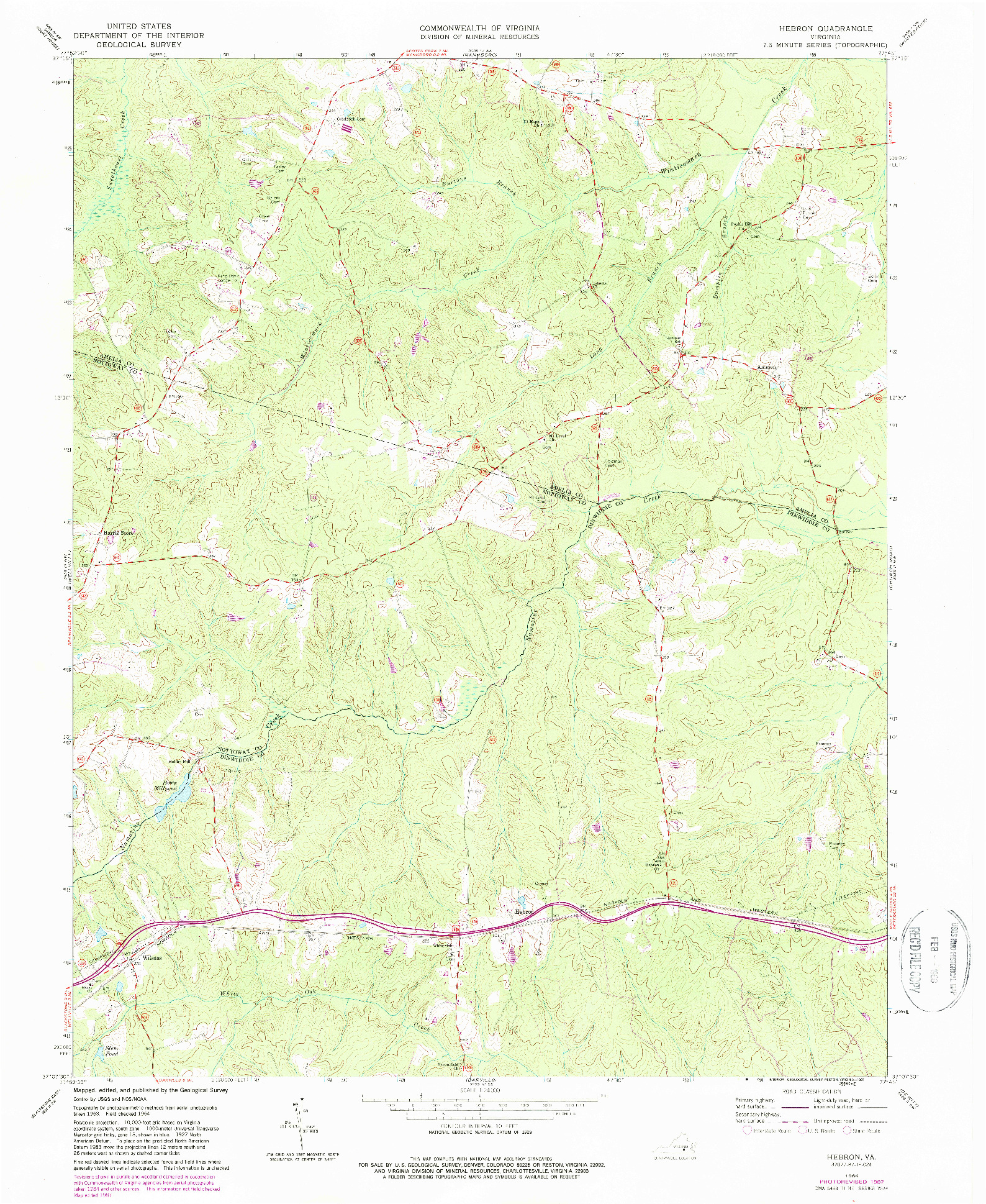 USGS 1:24000-SCALE QUADRANGLE FOR HEBRON, VA 1964