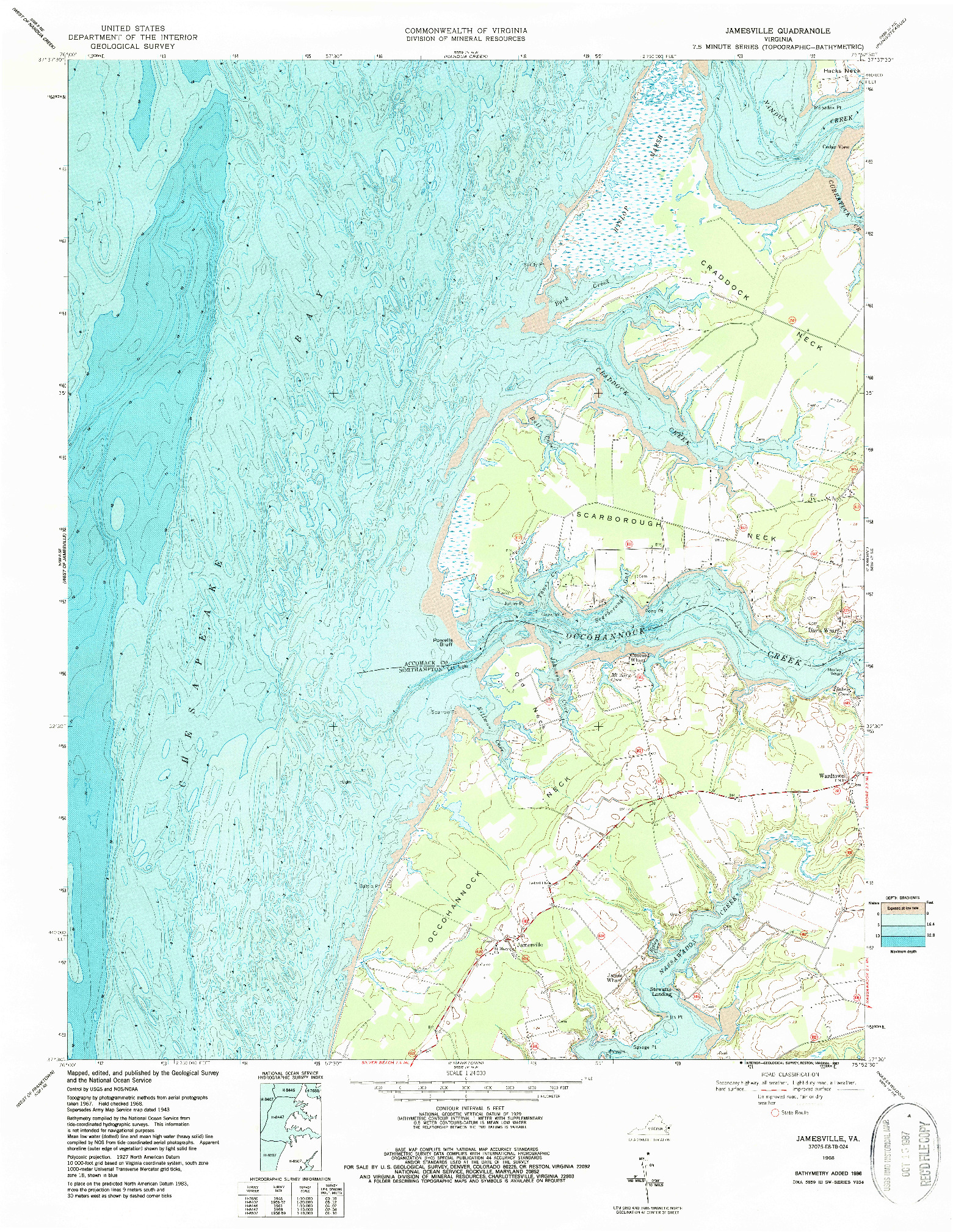 USGS 1:24000-SCALE QUADRANGLE FOR JAMESVILLE, VA 1968