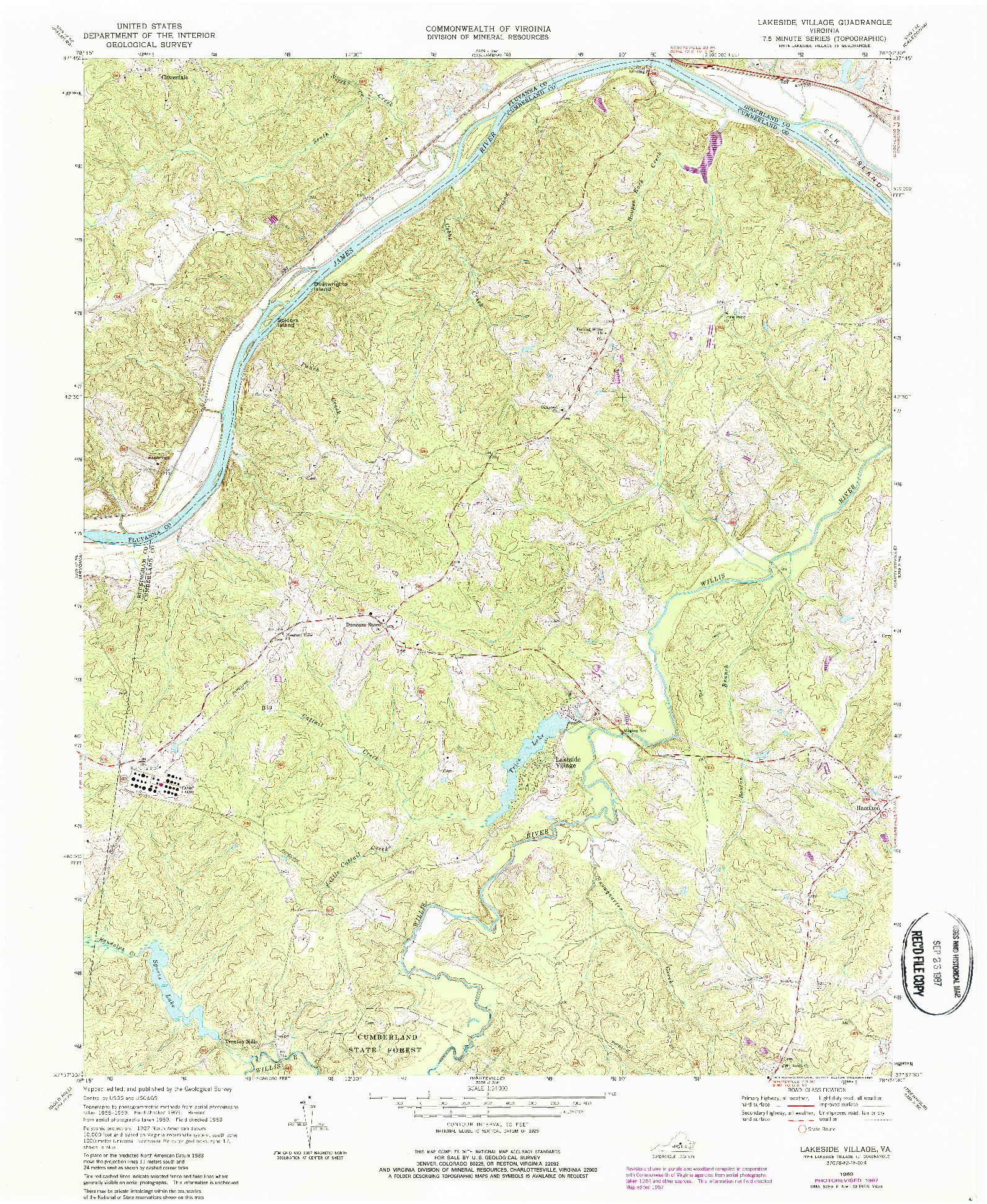 USGS 1:24000-SCALE QUADRANGLE FOR LAKESIDE VILLAGE, VA 1969