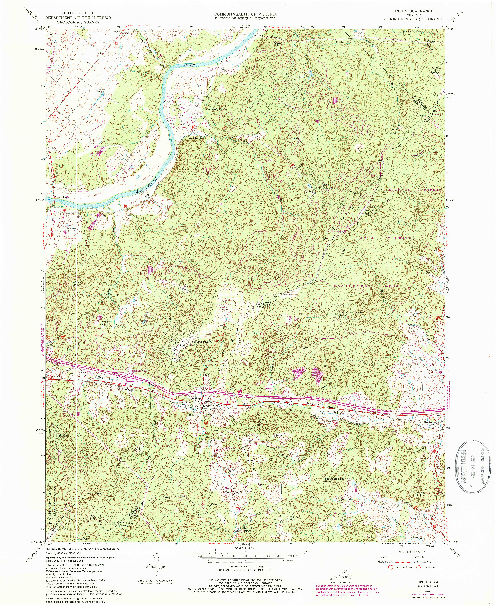 USGS 1:24000-SCALE QUADRANGLE FOR LINDEN, VA 1966