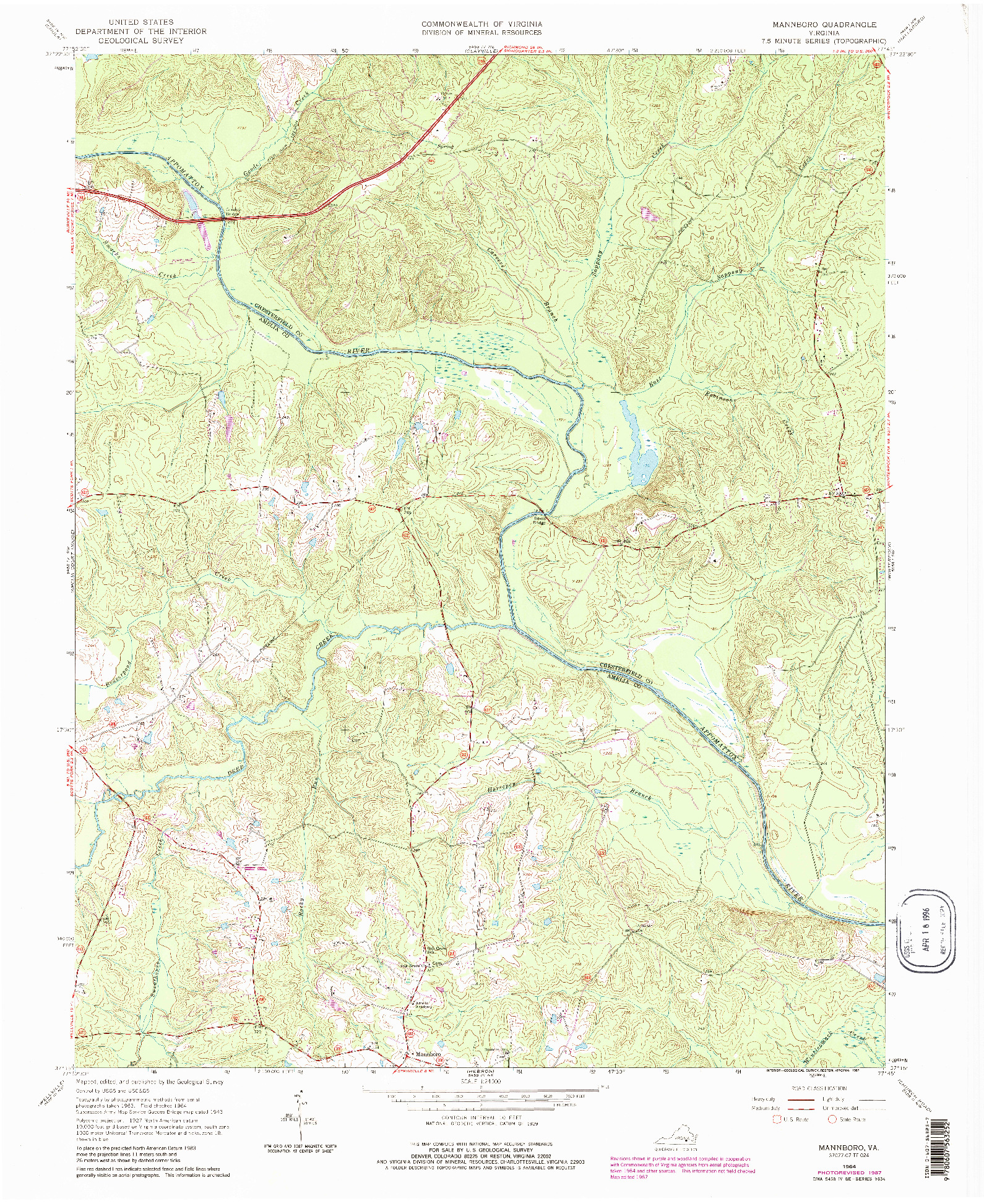 USGS 1:24000-SCALE QUADRANGLE FOR MANNBORO, VA 1964