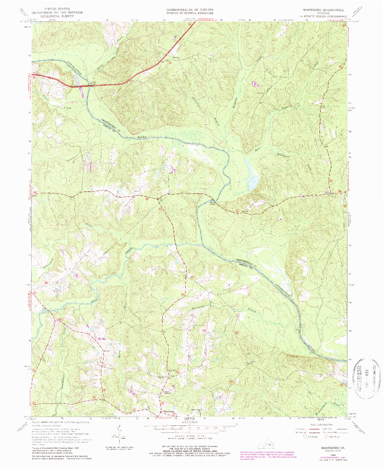 USGS 1:24000-SCALE QUADRANGLE FOR MANNBORO, VA 1964