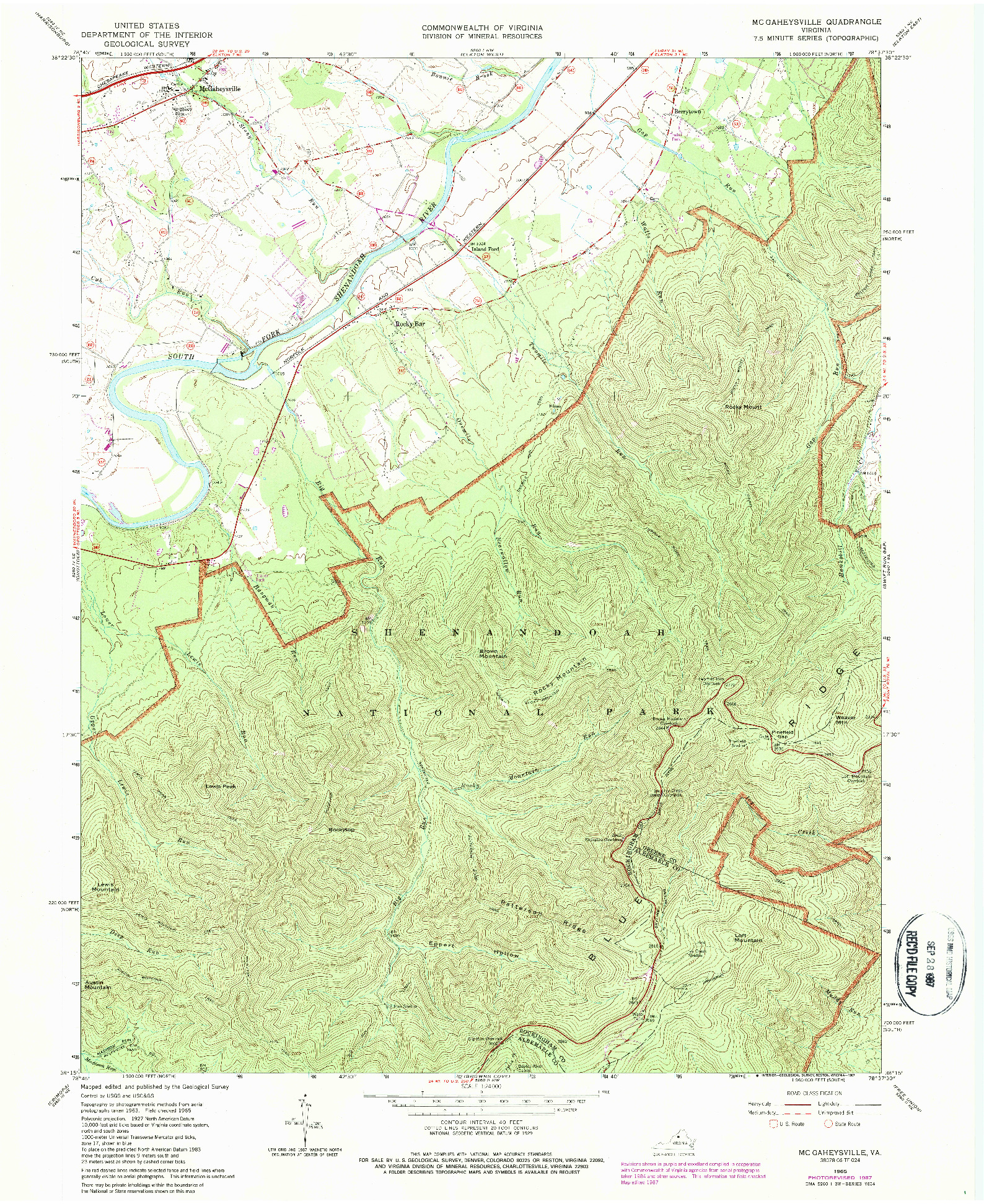 USGS 1:24000-SCALE QUADRANGLE FOR MC GAHEYSVILLE, VA 1965