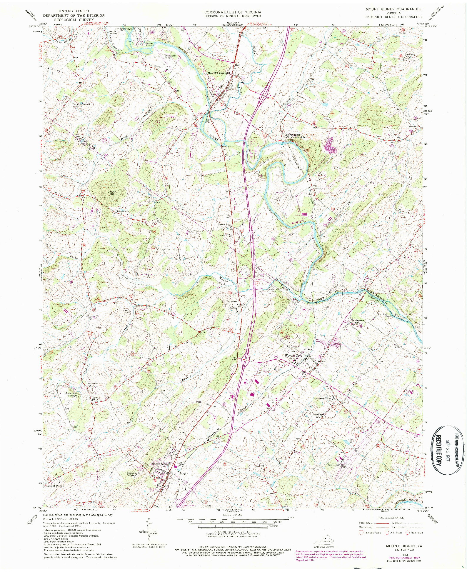 USGS 1:24000-SCALE QUADRANGLE FOR MOUNT SIDNEY, VA 1964