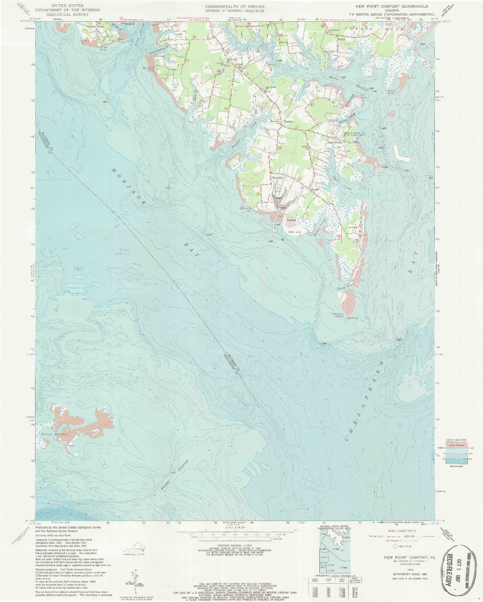 USGS 1:24000-SCALE QUADRANGLE FOR NEW POINT COMFORT, VA 1964