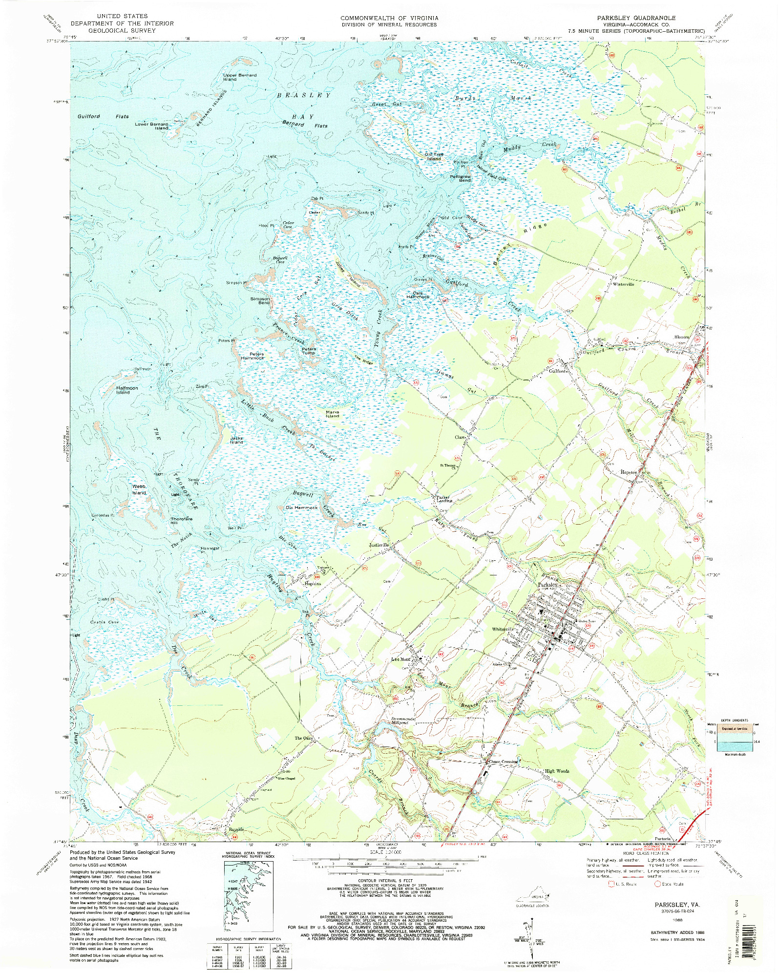 USGS 1:24000-SCALE QUADRANGLE FOR PARKSLEY, VA 1968