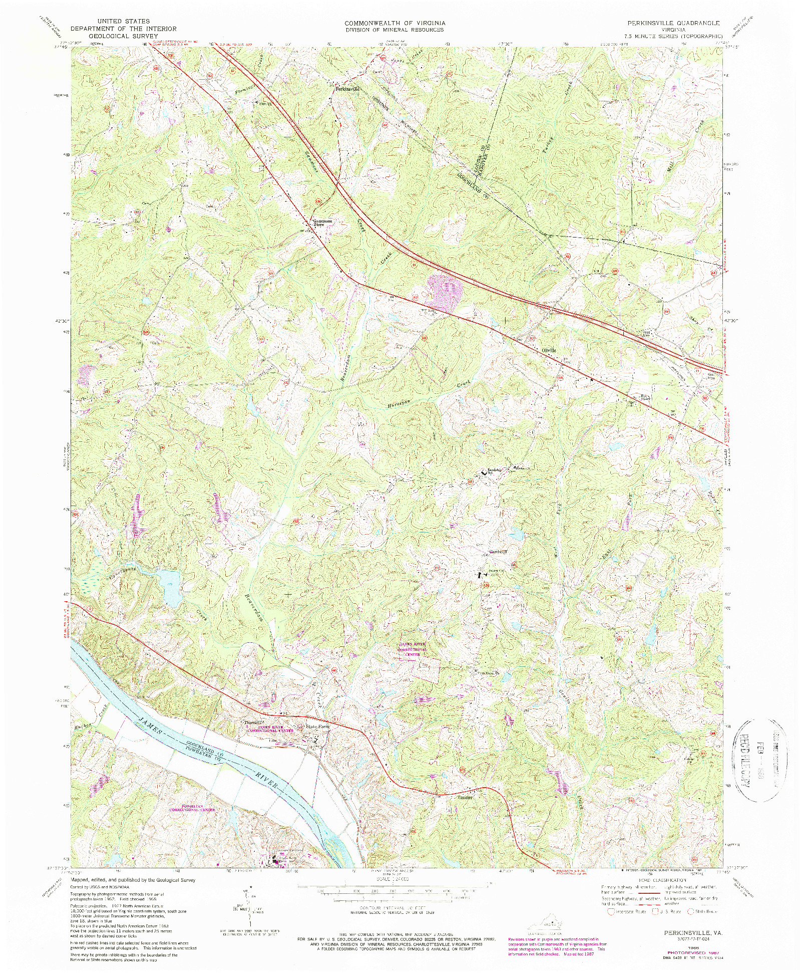 USGS 1:24000-SCALE QUADRANGLE FOR PERKINSVILLE, VA 1968