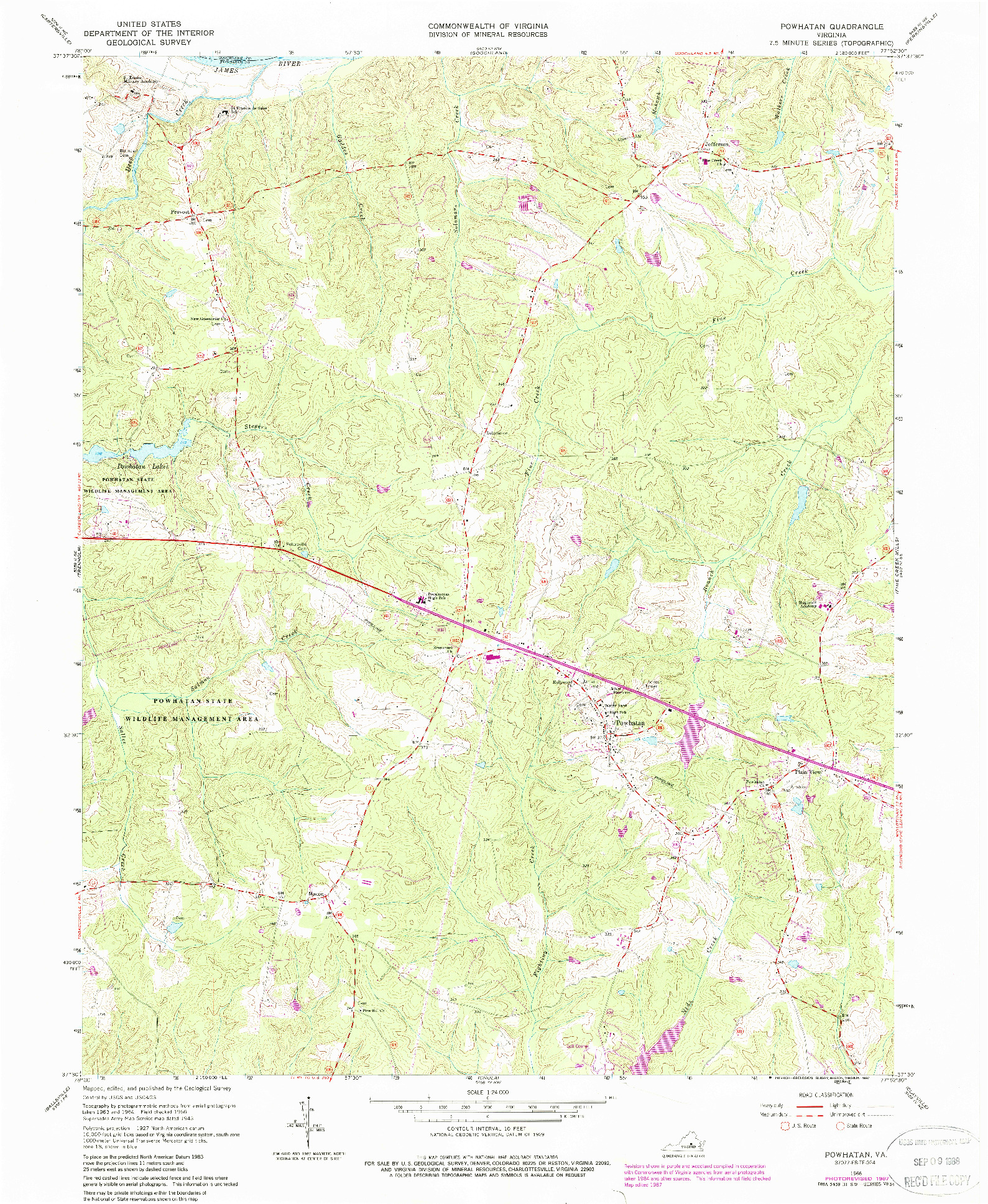 USGS 1:24000-SCALE QUADRANGLE FOR POWHATAN, VA 1966