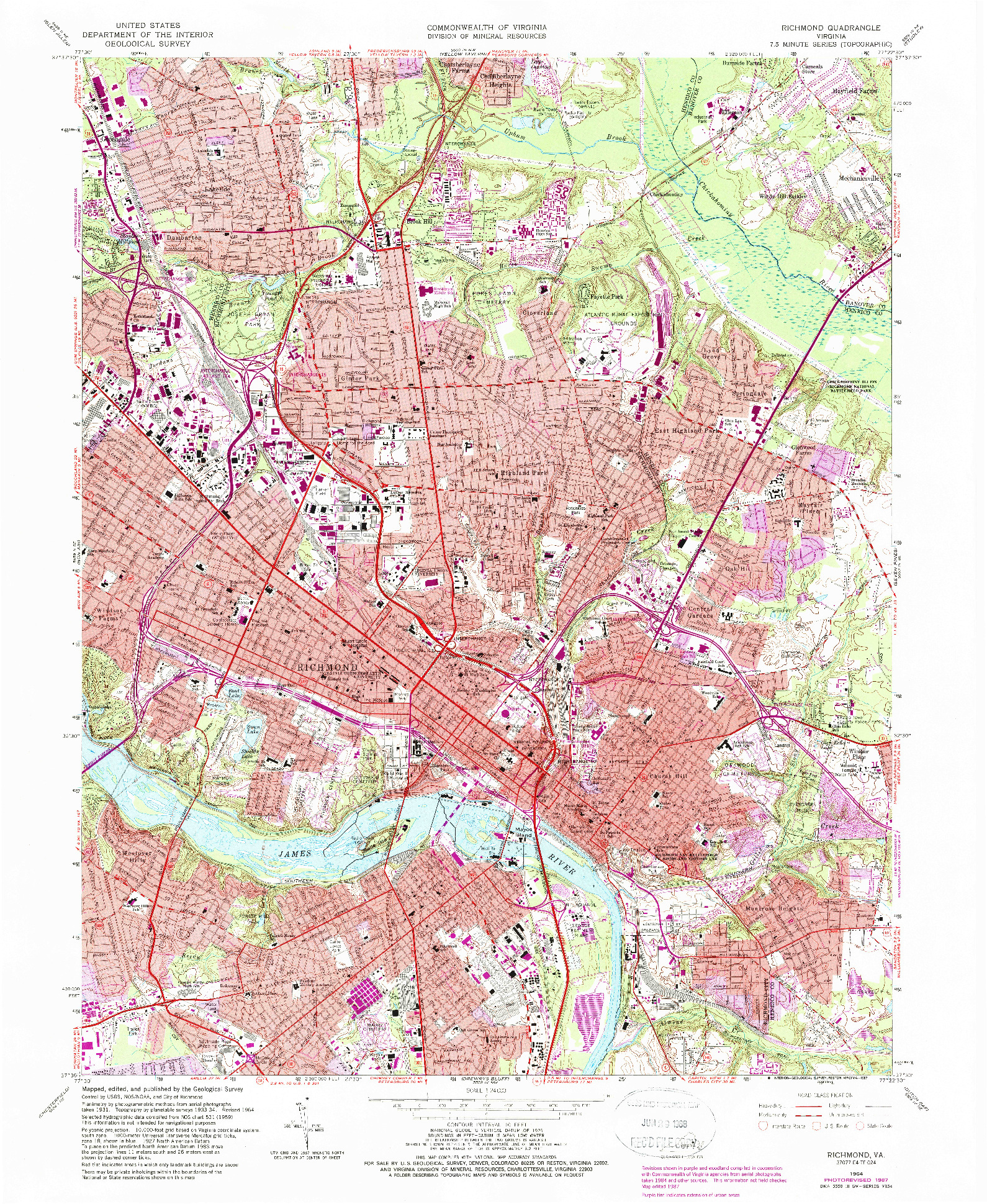 USGS 1:24000-SCALE QUADRANGLE FOR RICHMOND, VA 1964