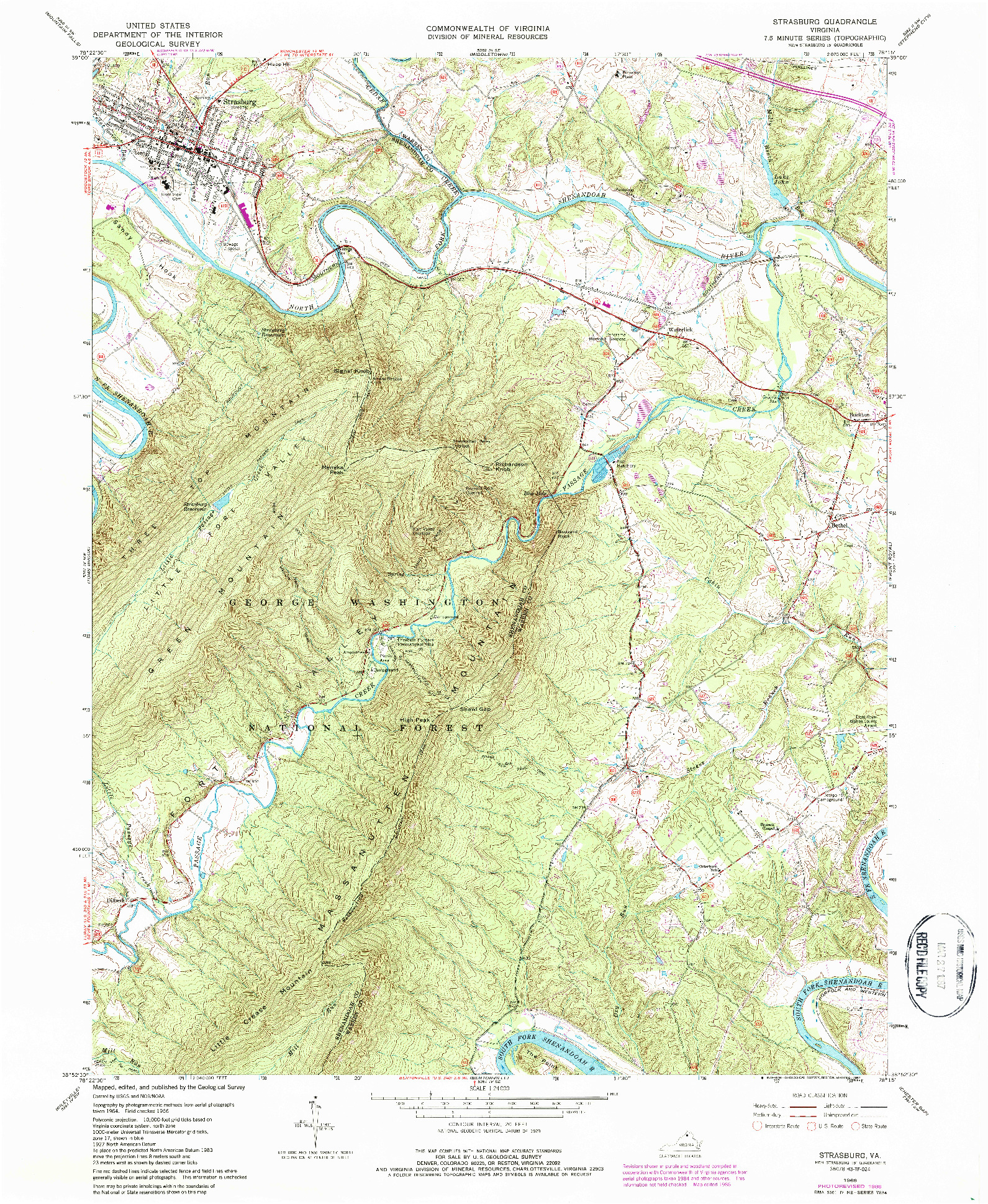 USGS 1:24000-SCALE QUADRANGLE FOR STRASBURG, VA 1966