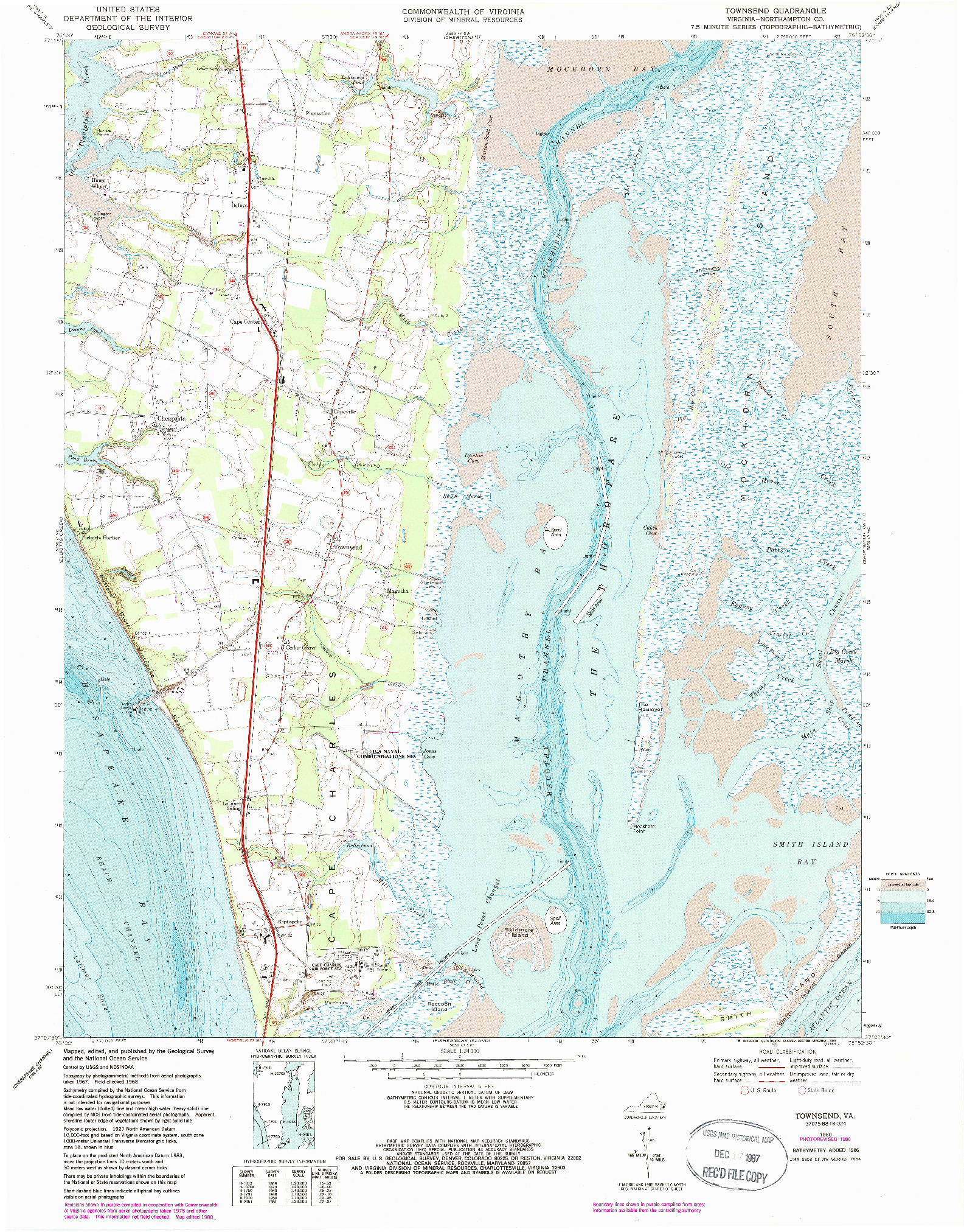 USGS 1:24000-SCALE QUADRANGLE FOR TOWNSEND, VA 1968