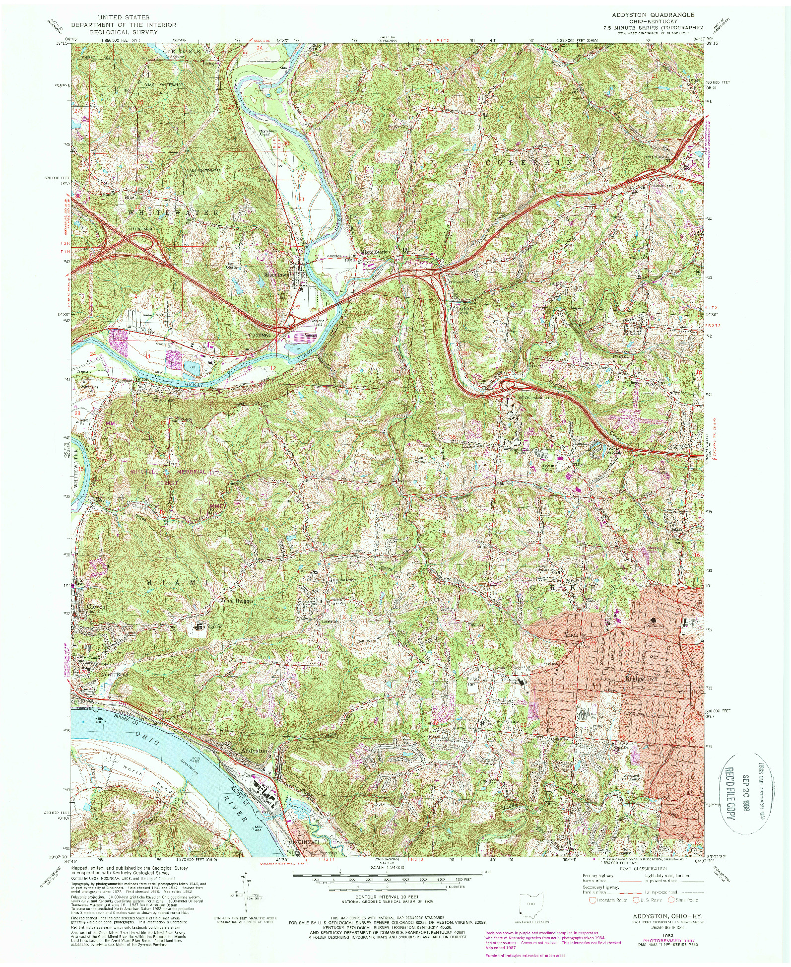 USGS 1:24000-SCALE QUADRANGLE FOR ADDYSTON, OH 1982