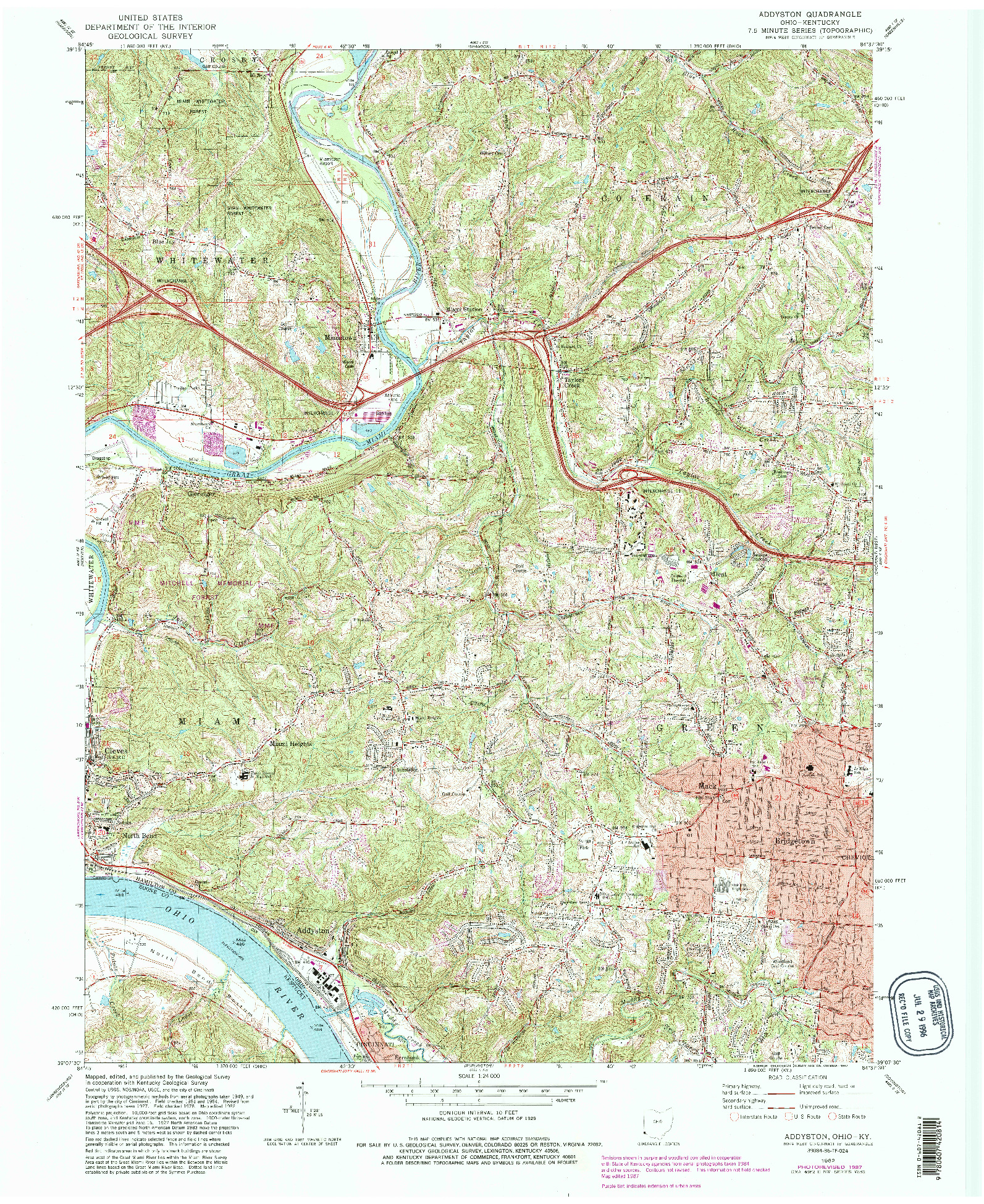 USGS 1:24000-SCALE QUADRANGLE FOR ADDYSTON, OH 1982