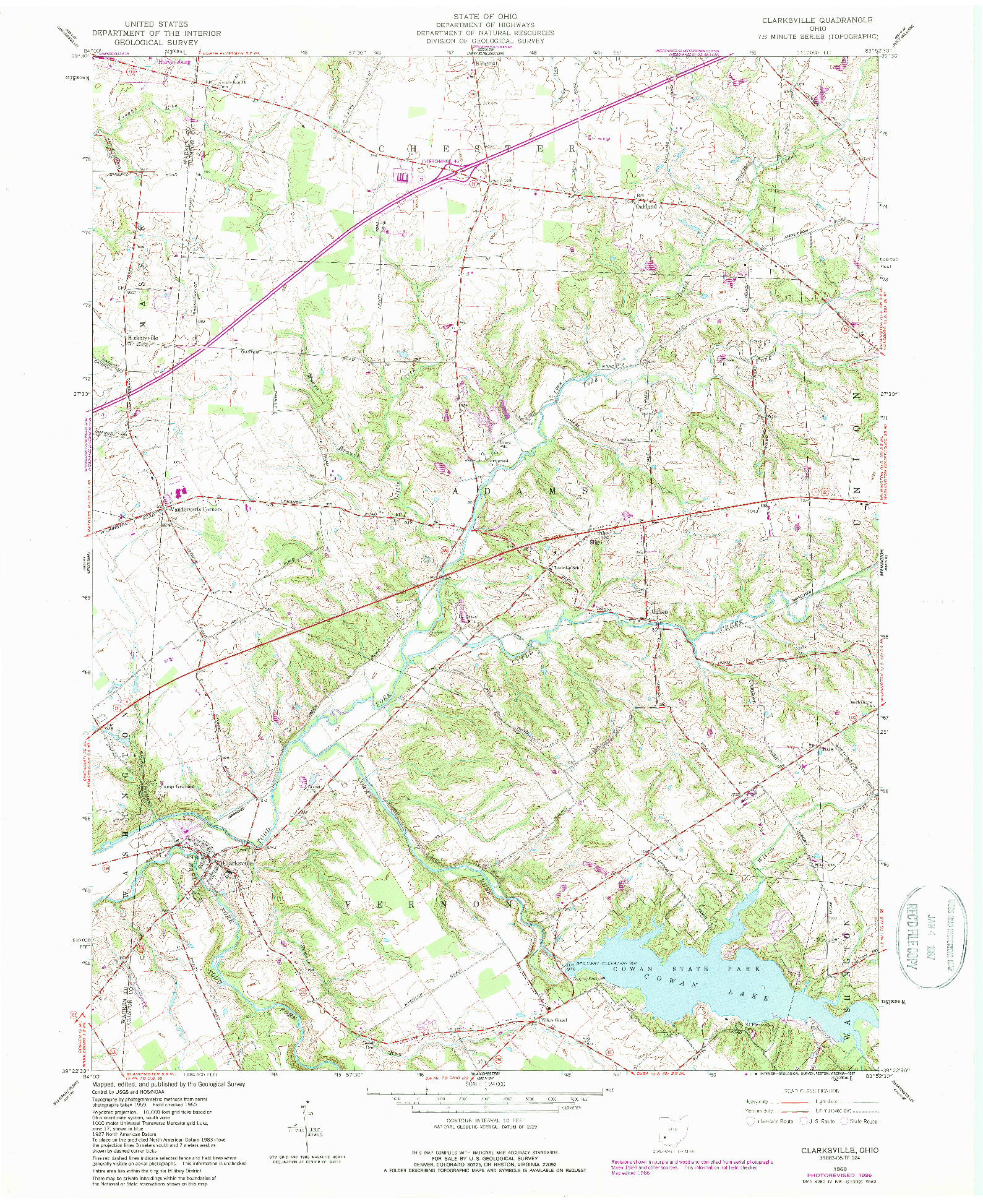 USGS 1:24000-SCALE QUADRANGLE FOR CLARKSVILLE, OH 1960
