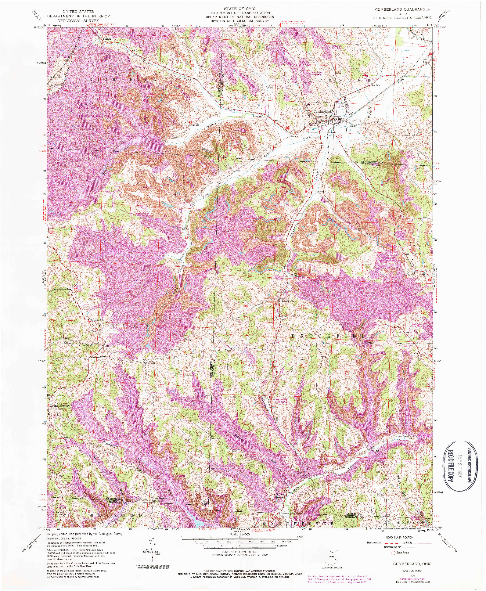 USGS 1:24000-SCALE QUADRANGLE FOR CUMBERLAND, OH 1961