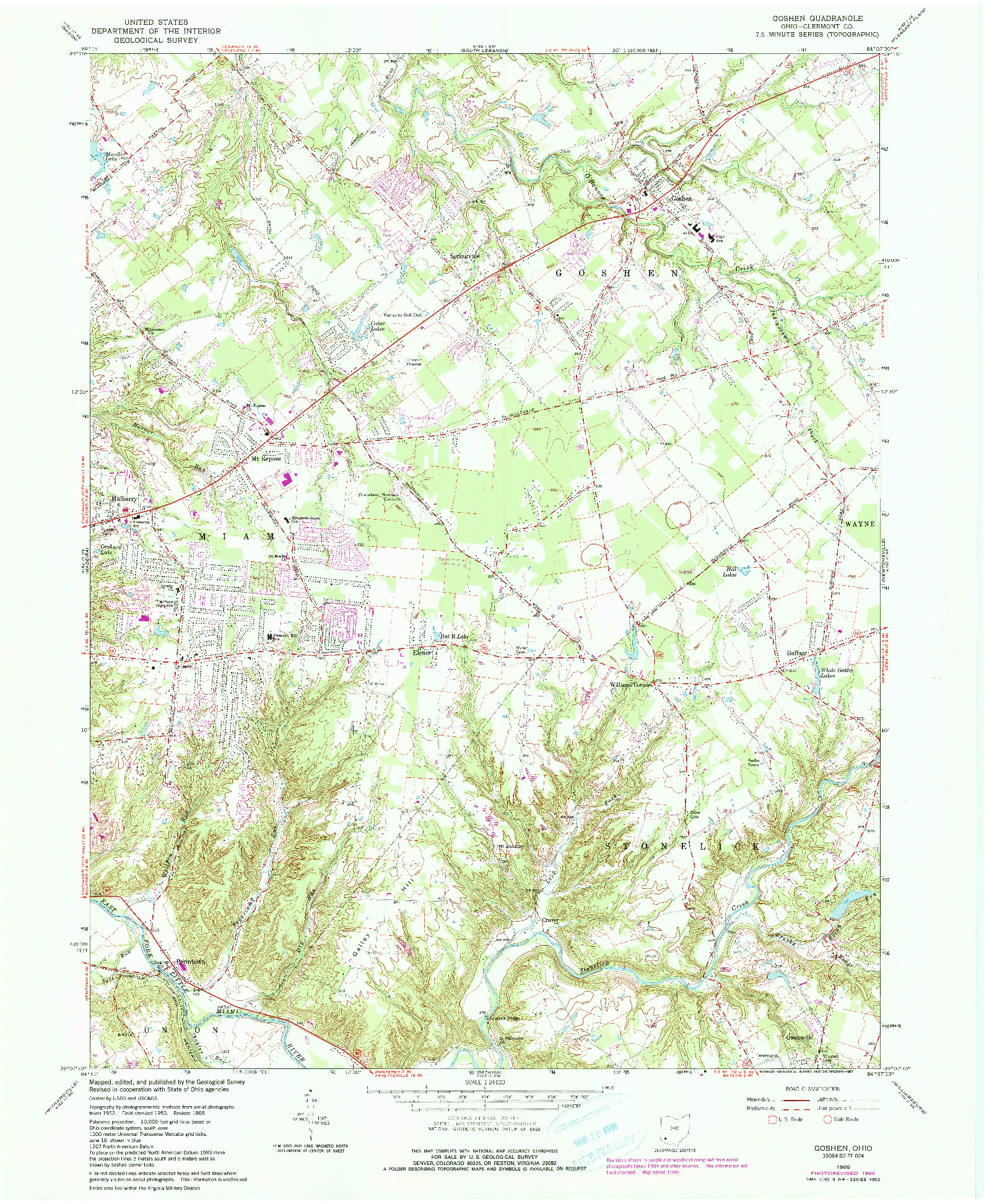 USGS 1:24000-SCALE QUADRANGLE FOR GOSHEN, OH 1965