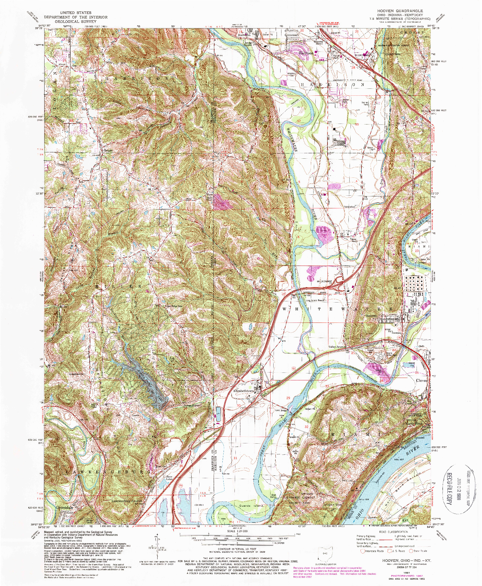 USGS 1:24000-SCALE QUADRANGLE FOR HOOVEN, OH 1981